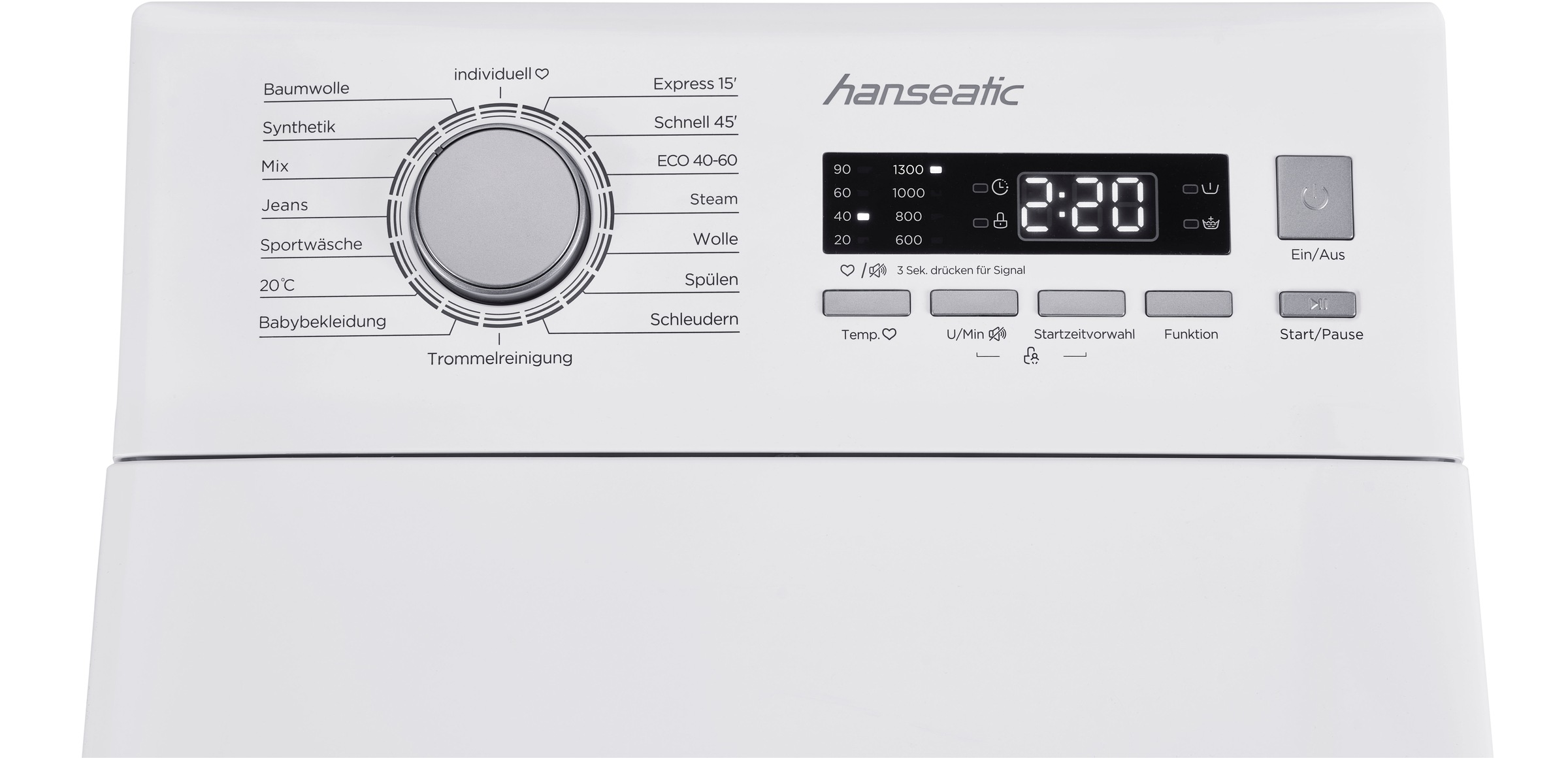 Thumbnail - Hanseatic Waschmaschine Toplader "HTW8013A" 8 kg 1300 U/min Mengenautomatik