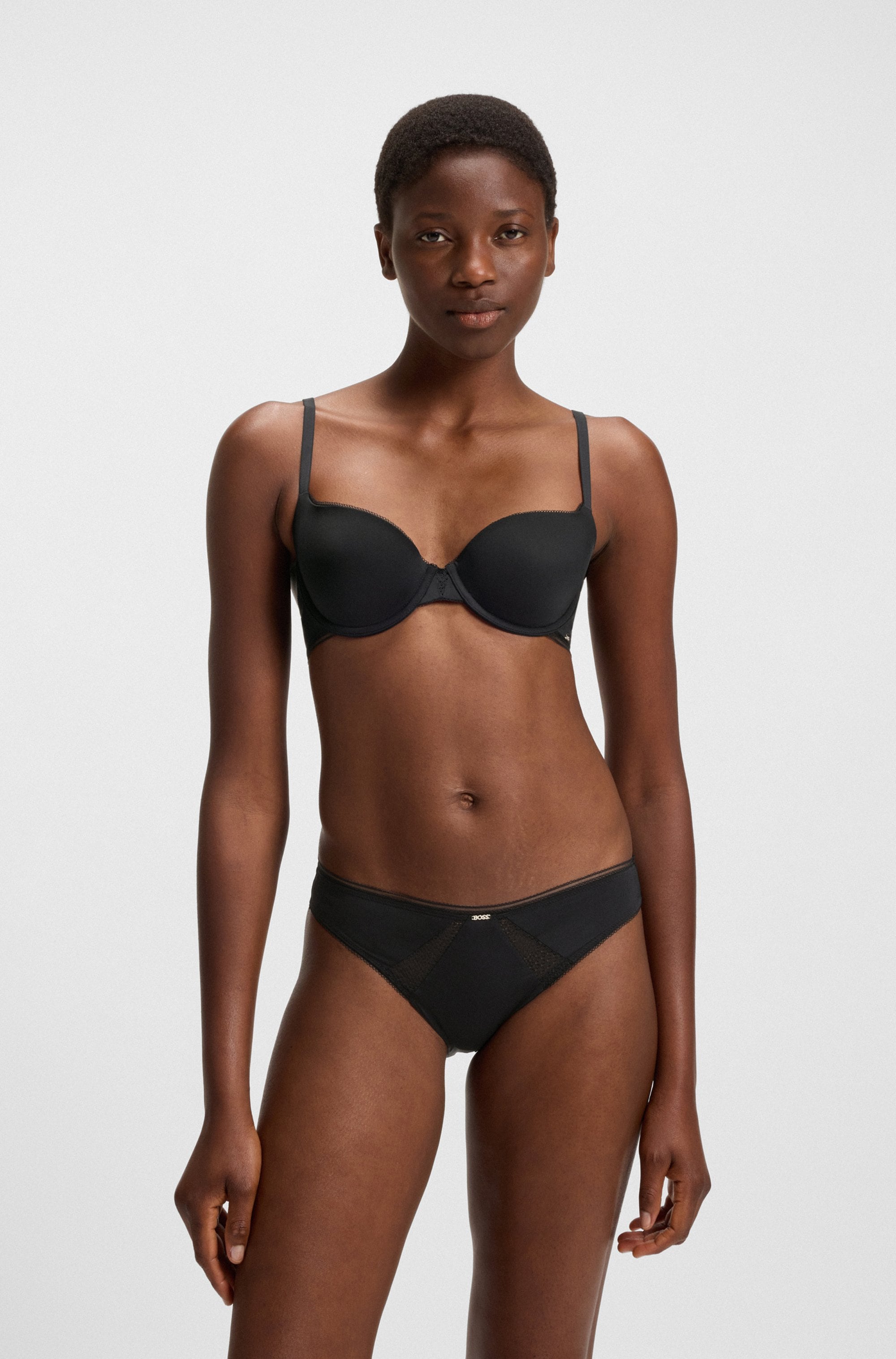 BOSS Damen Slip "BRIEF B.PURE", Gr. L, schwarz, Obermaterial: 75% Polyamid, 25% Elasthan, Unterhosen, mit Spitzeneinsatz