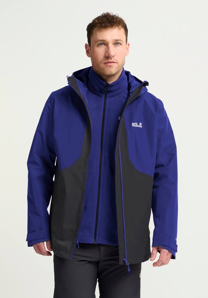 Jack Wolfskin 3-in-1-Funktionsjacke "STONETRAIL 3IN1 JKT M" mit Kapuze 3-in-1 Jacke, wasserdicht, warm und atmungsaktiv
