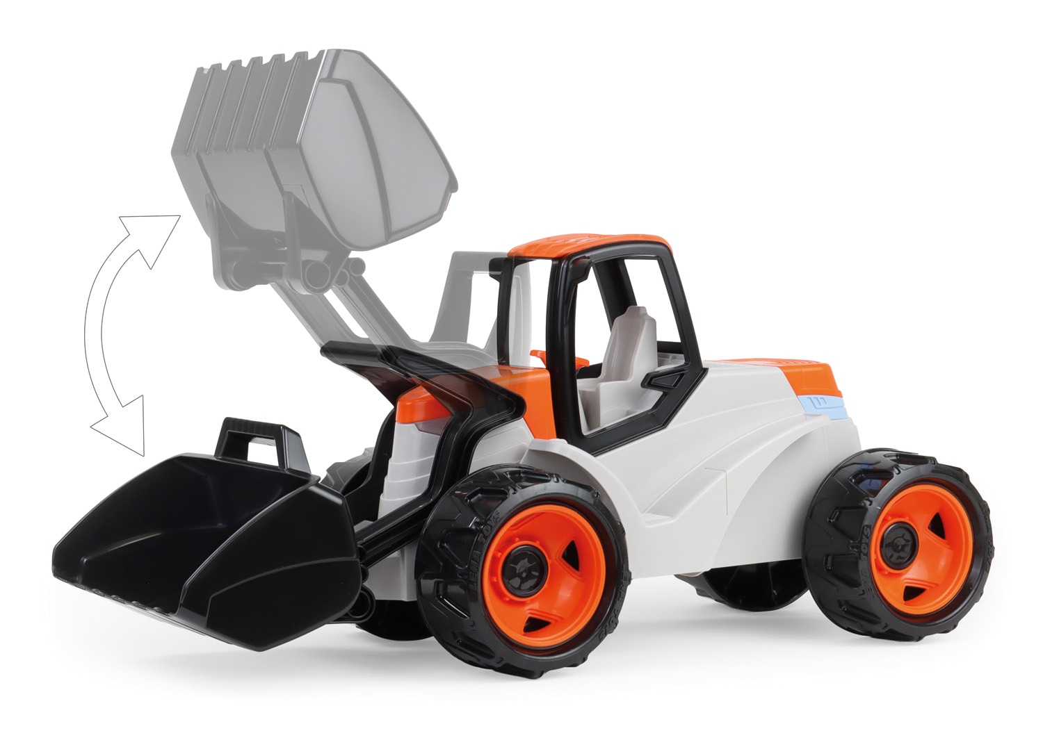 "Spielzeug-Aufsitzbagger LENA ""Giga Trucks Aufsitz-Schaufellader"", orange (weiß), Spielzeugfahrzeuge, KinderT:68,5cm, Kunststoff, Made in Europe