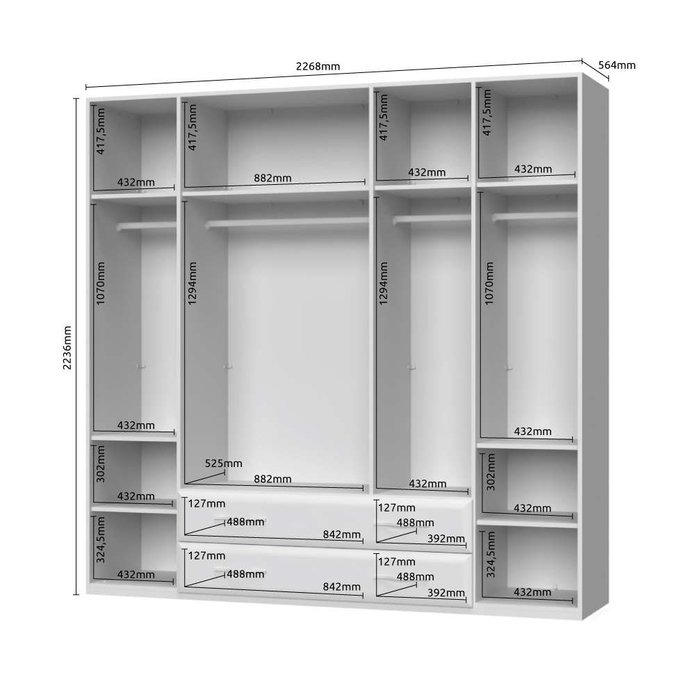 Home affaire Kleiderschrank »Gala, beige hochglänzend UV lackiert, kratzfest, FSC-zertifiziert«, (abgerundete Schubladen aus MDF im Holzdekor, soft-close), hoher Schrank (224cm), wahlweise in 4 Breiten, Made in Europe