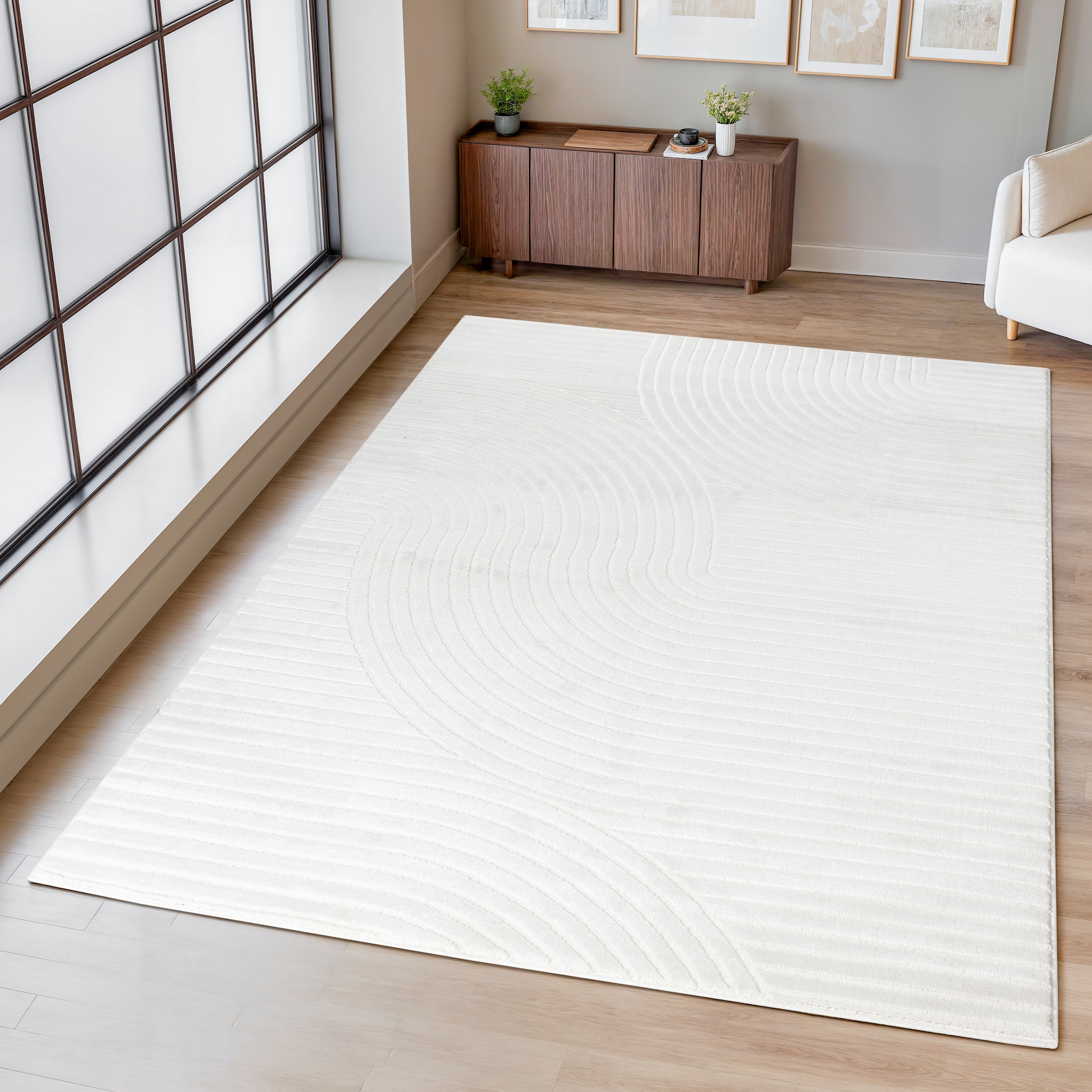 OTTO home Teppich »Luvu«, rechteckig, 12 mm Höhe, Modernes Design mit Boho-Charme, Hoch-Tief-Struktur, dezenter Glanz