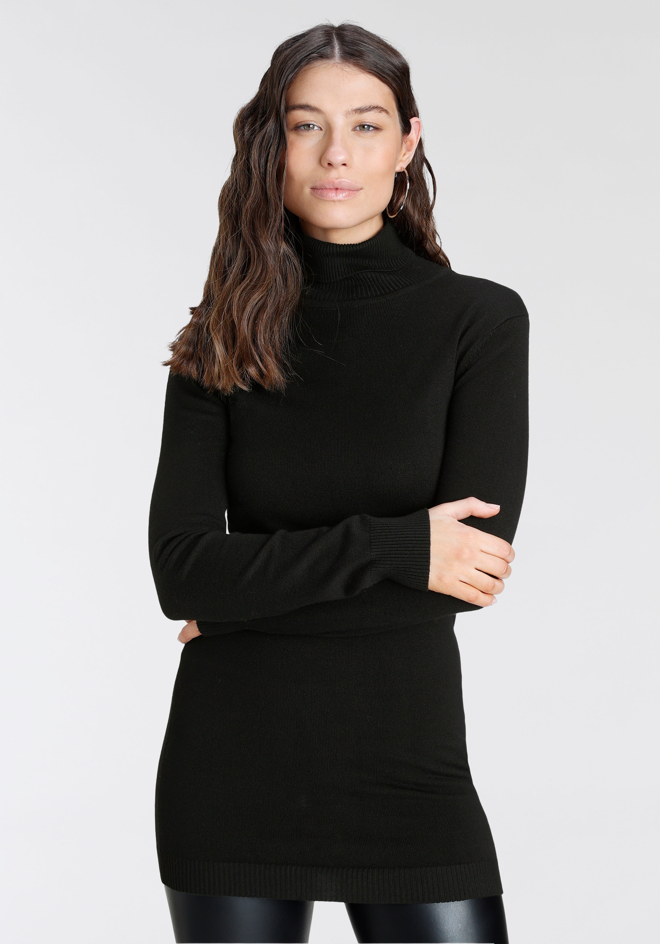 Laura Scott Rollkragenpullover Feinstrick in figurbetonter Longform günstig online kaufen