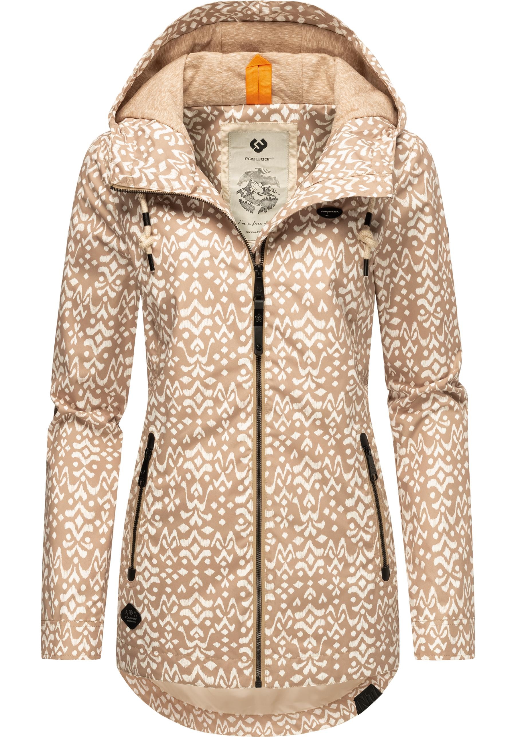 Ragwear Outdoorjacke »Zuzka Ikat«, mit Kapuze, Wasserdichte Übergangsjacke mit großer Kapuze