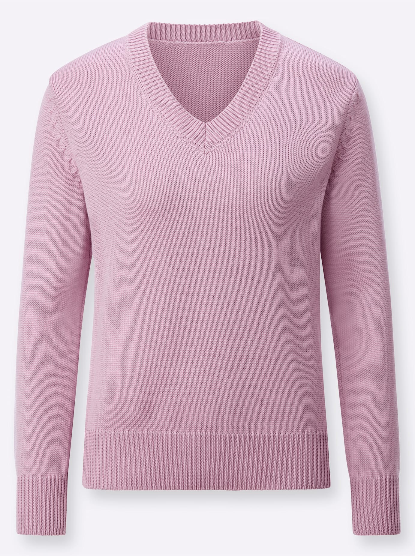 V-Ausschnitt-Pullover CASUAL LOOKS "Pullover", Damen, Gr. 54, rosa (altrosé), 50% Baumwolle, 50% Polyacryl, meliert, unifarben, figurumspielend, Pullover 3