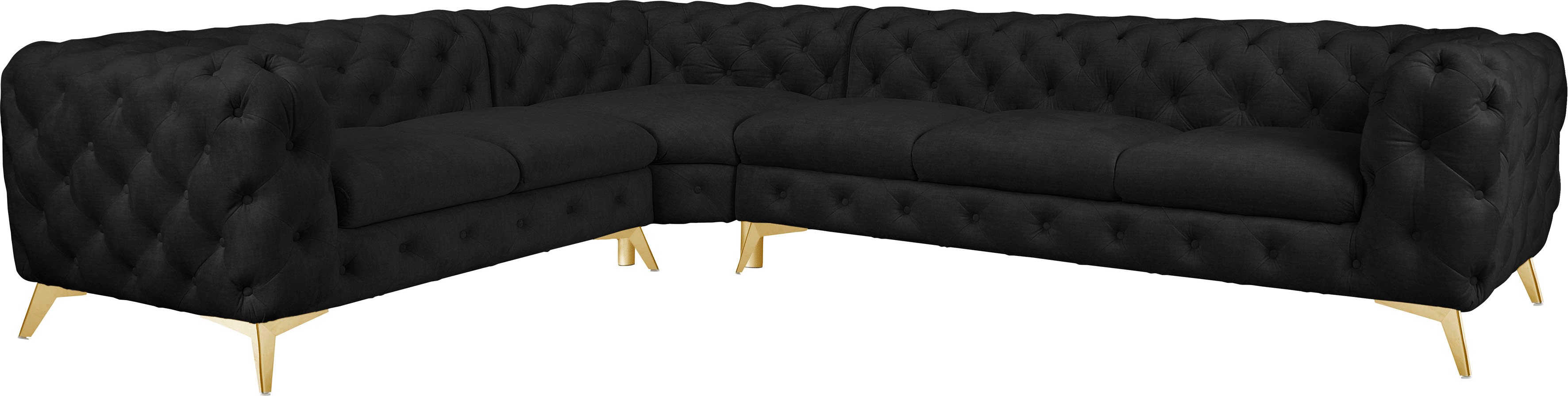 Thumbnail - Leonique Chesterfield-Sofa "Ecksofa GLYNIS L-Form mit Wellenunterfederung, Maße B/T/H 323/264/75cm", aufwändige Knopfhef...