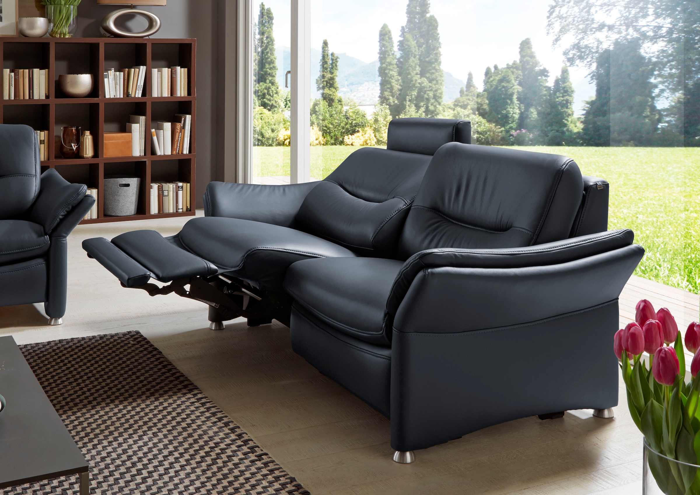 HUKLA 2,5-Sitzer »HU-SF15058 Ledersofa, Breite 194 cm«, aus Leder, optional Kopfstütze u. WallAway-Funktion