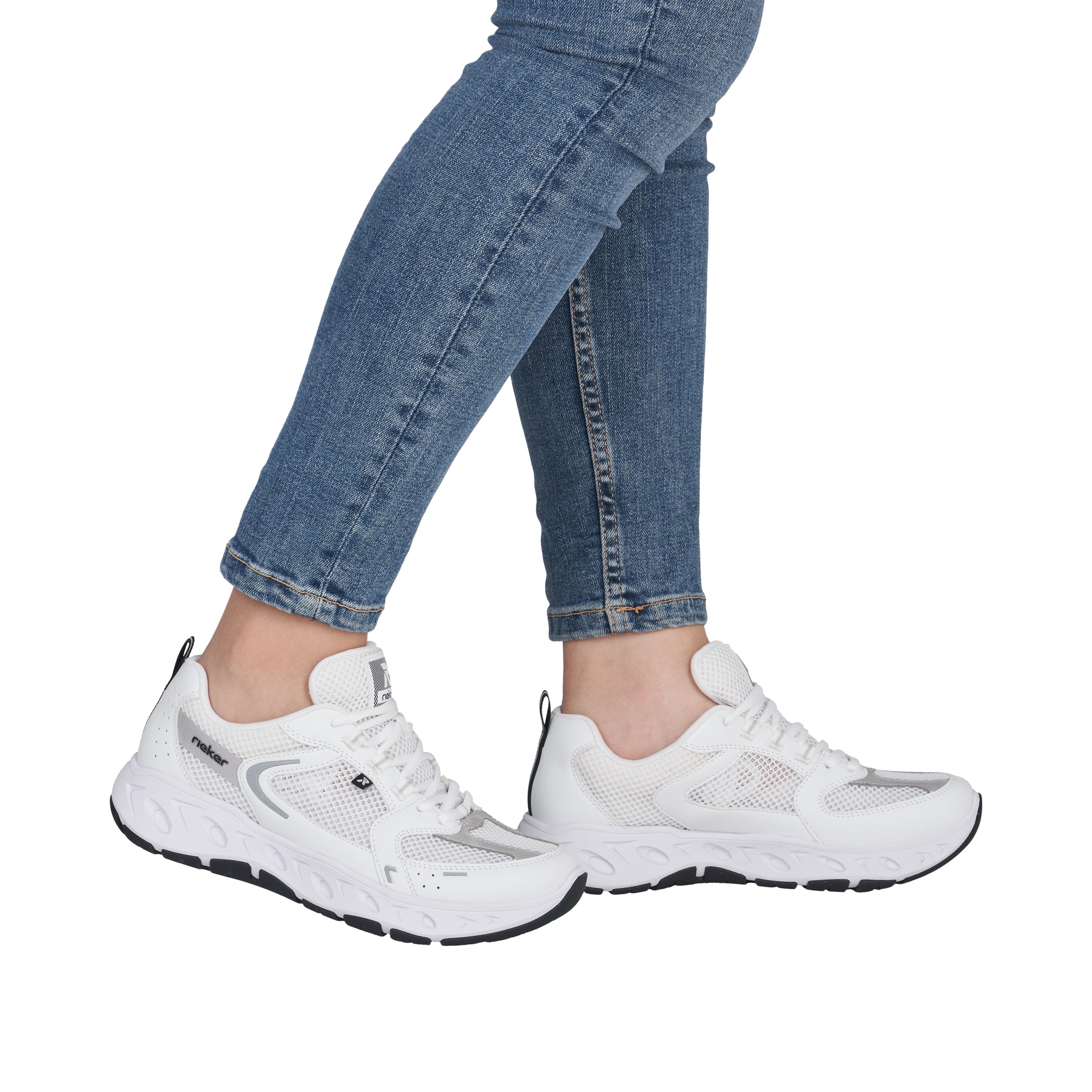 Plateausneaker RIEKER, Herren, Gr. 40, weiß, hellgrau, Lederimitat, Textil, Schuhe Plateausneaker, Schnürschuh, Freizeitsneaker, Halbschuh mit MemoSoft-Innensohle 3