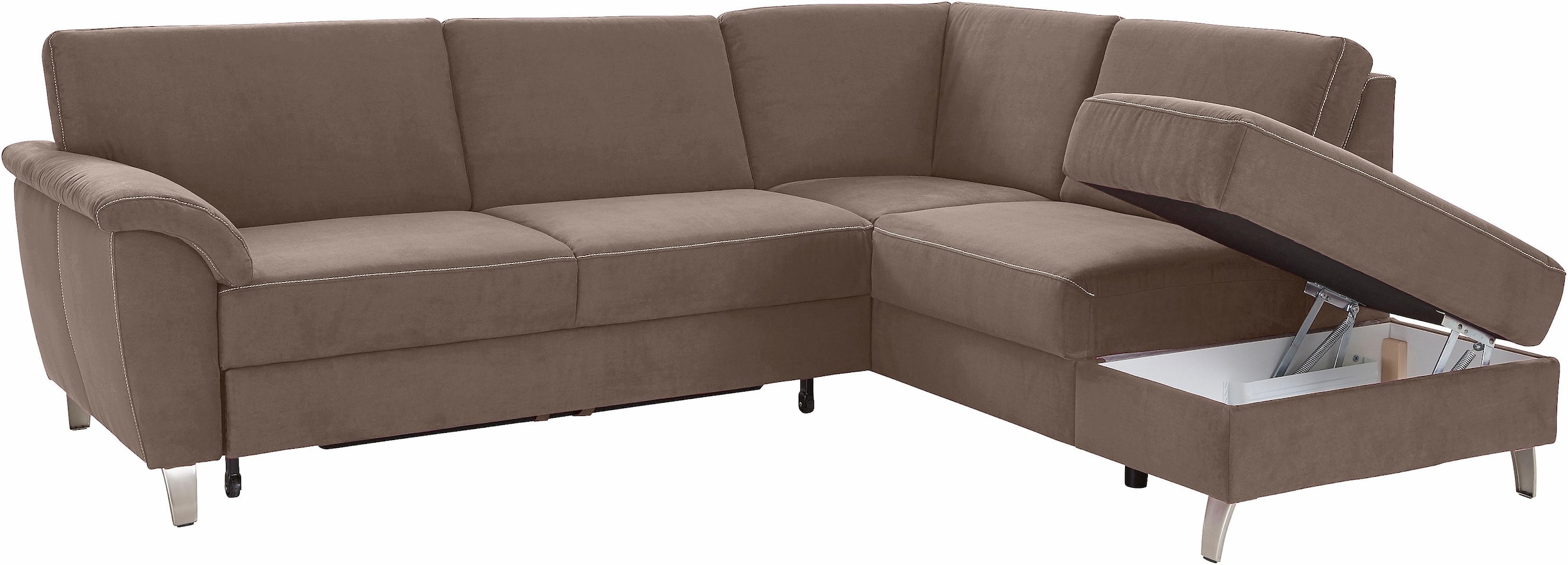 sit&more Ecksofa »Texel L-Form«, mit Federkern, wahlweise mit Bettfunktion und Bettkasten