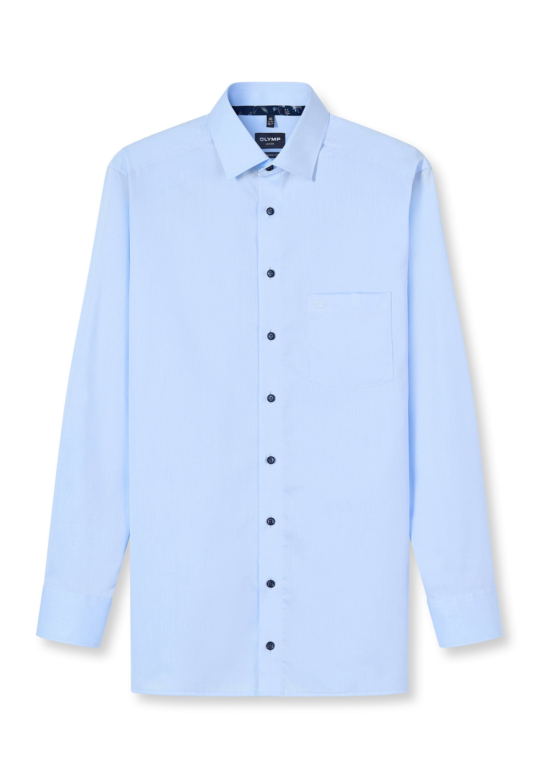 Businesshemd OLYMP "OLYMP Luxor, modern fit, New Kent", Herren, Gr. 38, Normaler Arm, sky, 100% Baumwolle, Hemden