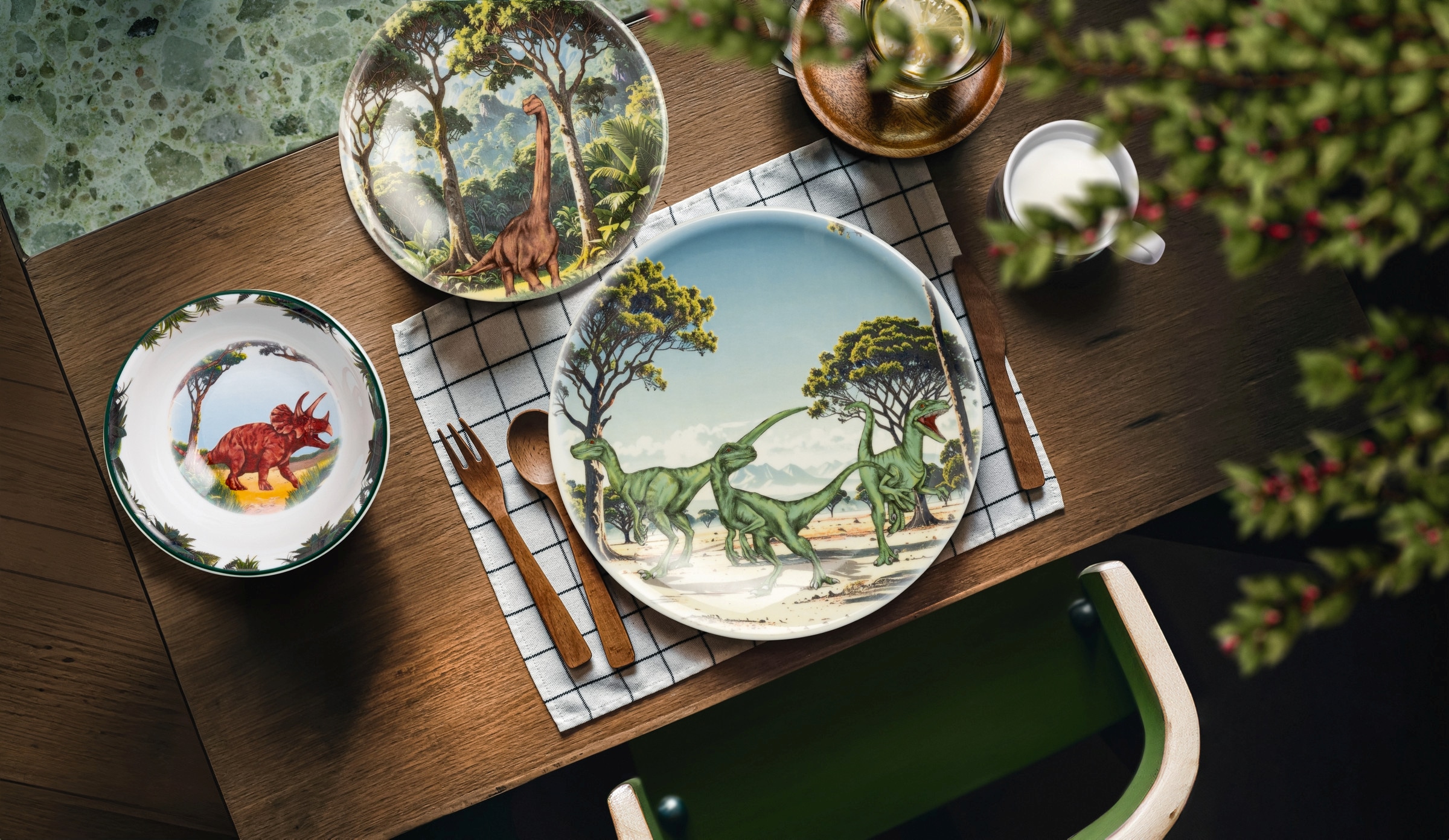 Seltmann Weiden Kombiservice »Kinder-Set 3-teilig Compact Dino, Becher, Frühstücksteller, Schüssel« Becher, Frühstücksteller, Schüssel, Dinosaurier