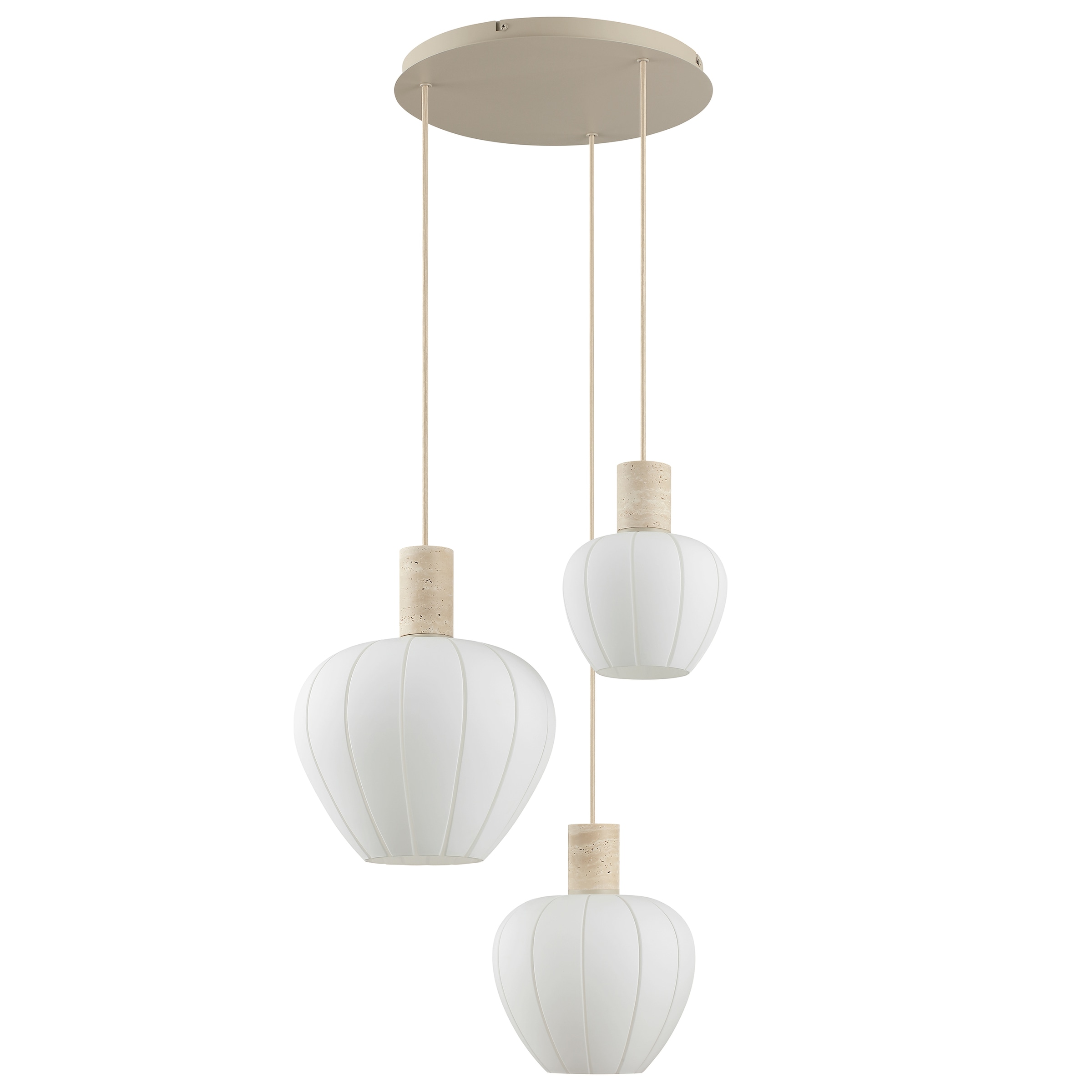 lumiCouture Pendelleuchte »Annie« E27 1 Stk. Höhe 150 cm, E27, Kabel kürzbar, Glas/Travertin Stein, weiß beige