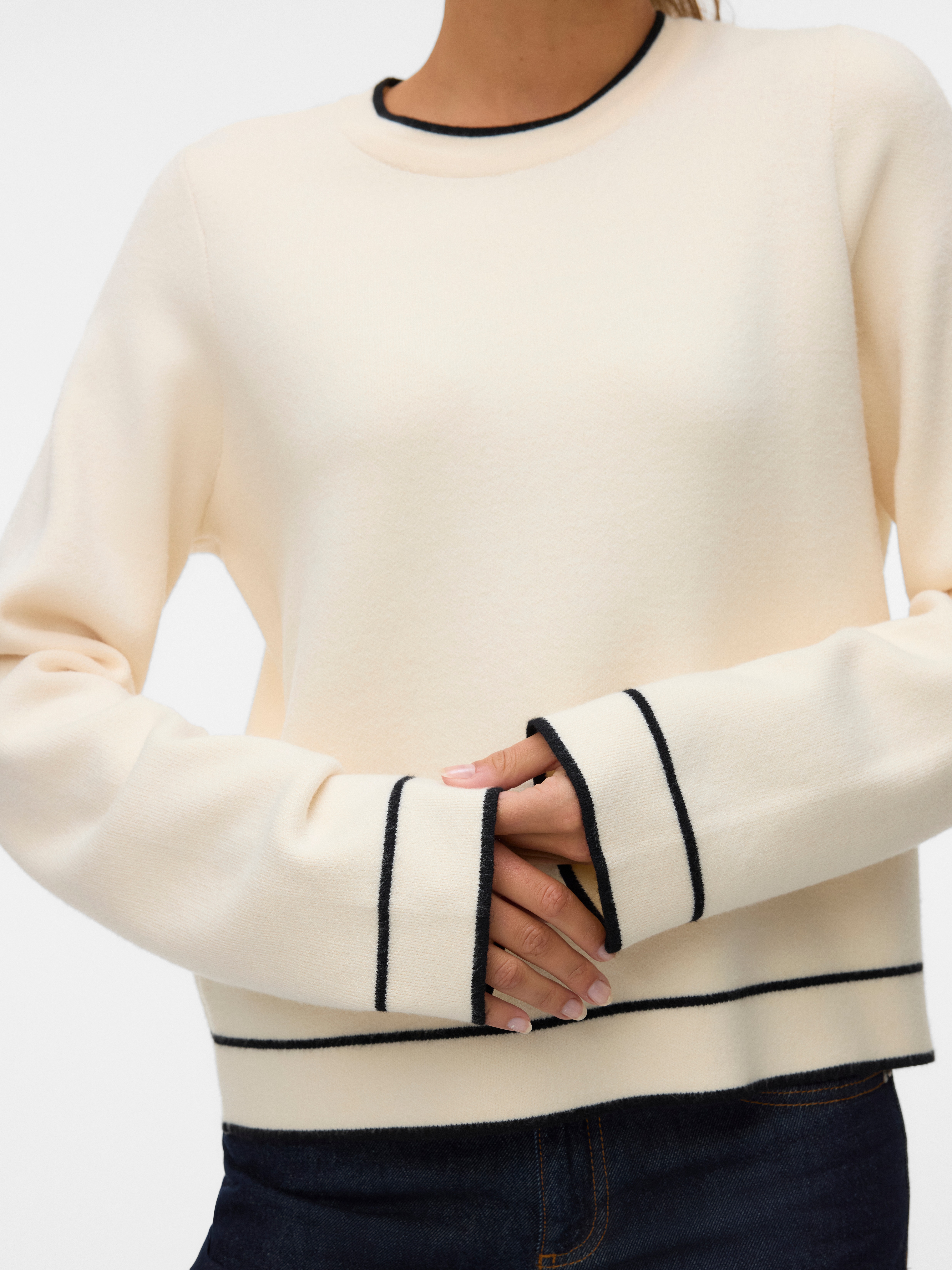 Thumbnail - Vero Moda Strickpullover "VMGOLD LS O-NECK DOUBLE CONTRAST PULL"