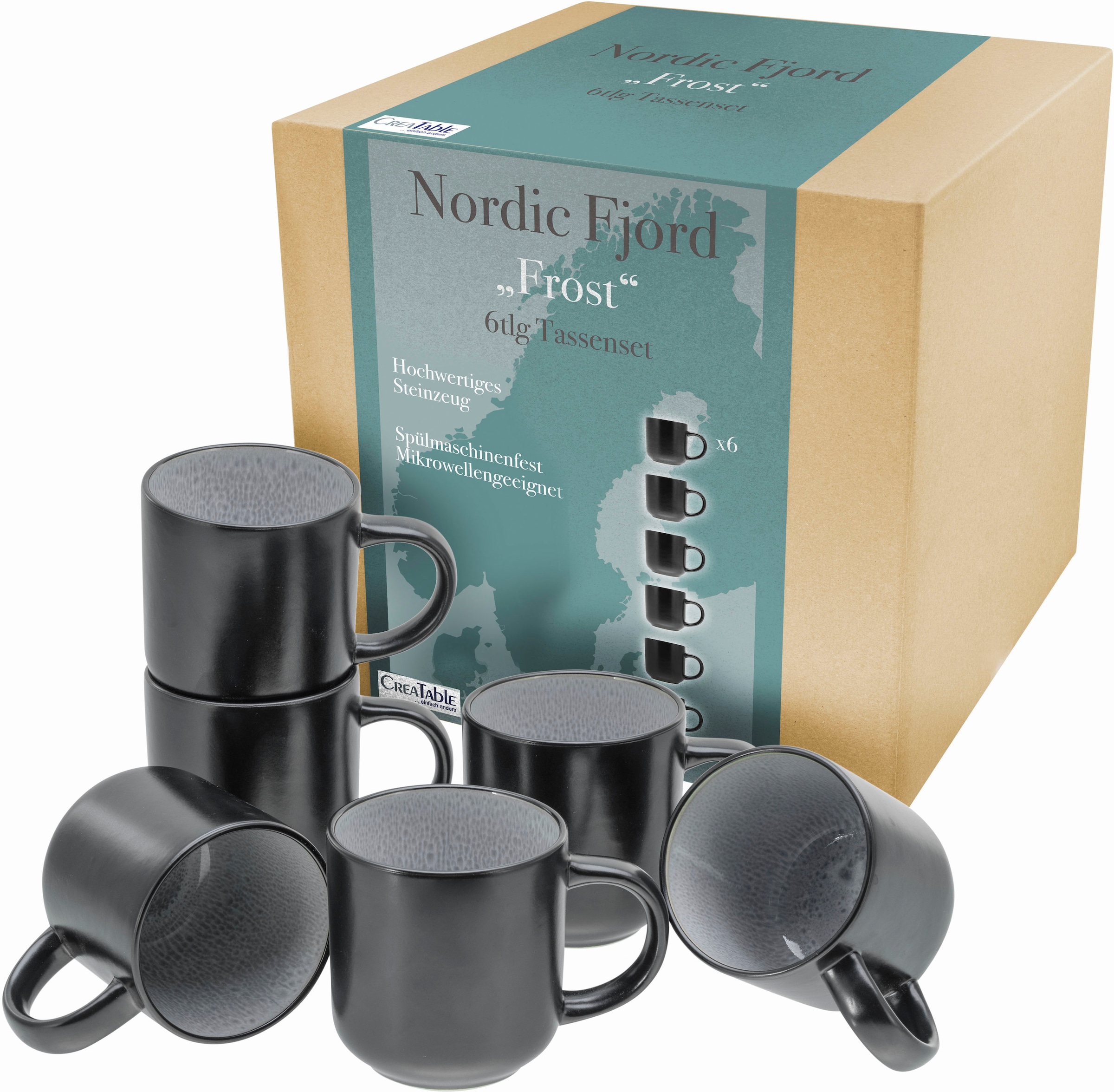 CreaTable Becher "Nordic Fjord" Kaffeebecher, Tassen Set, 6-teilig, 285 ml günstig online kaufen