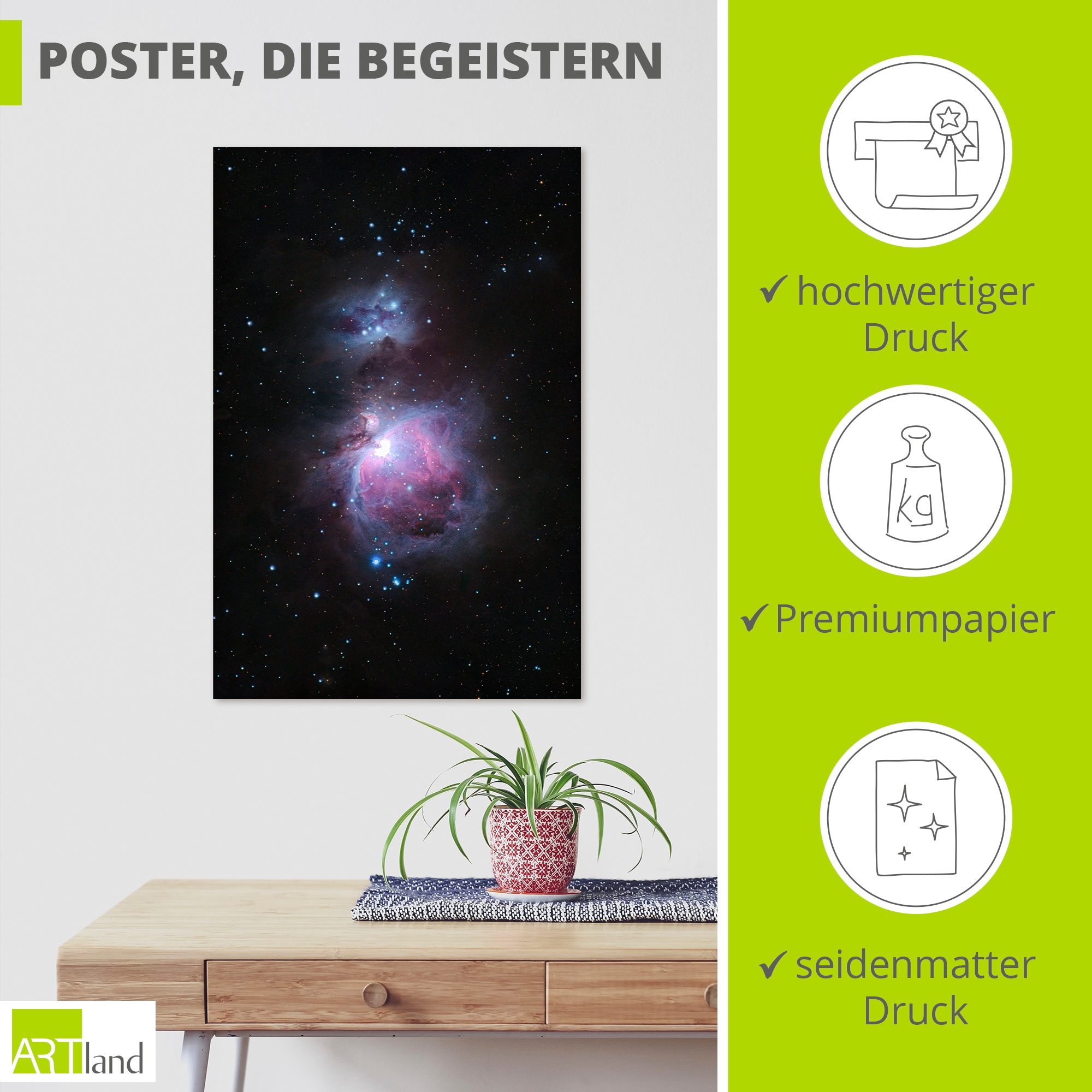 Artland Wandbild »Orionnebel im Sternbild Orion« 1 Stk. tlg. als Alubild, Leinwandbild, Poster, Wandaufkleber in verschied. Größen