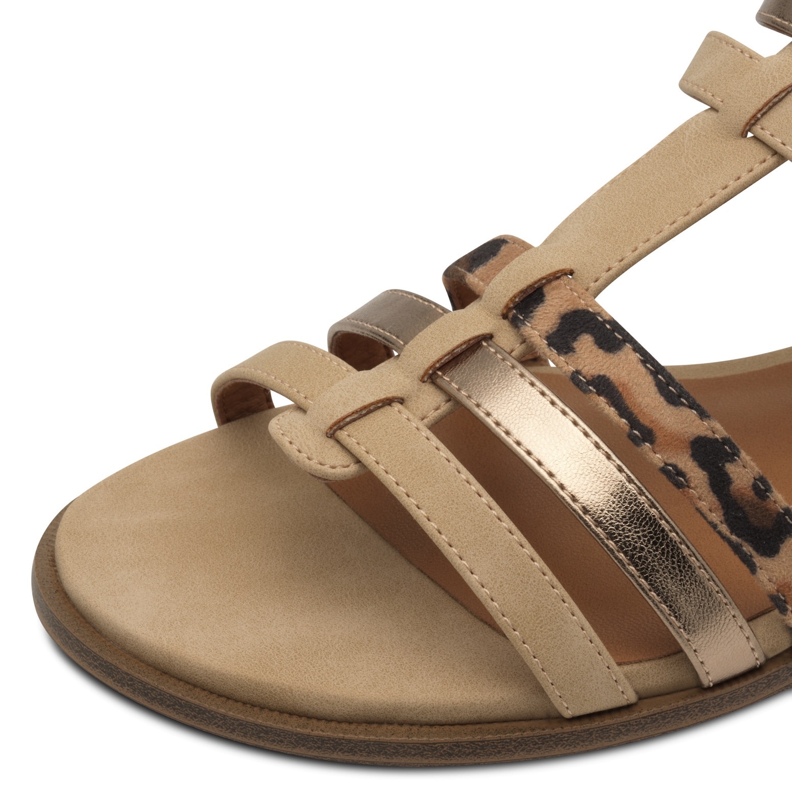 Tamaris Riemchensandale, Sandalette, Sommerschuh mit Besatz in Leo- und Metallicoptik