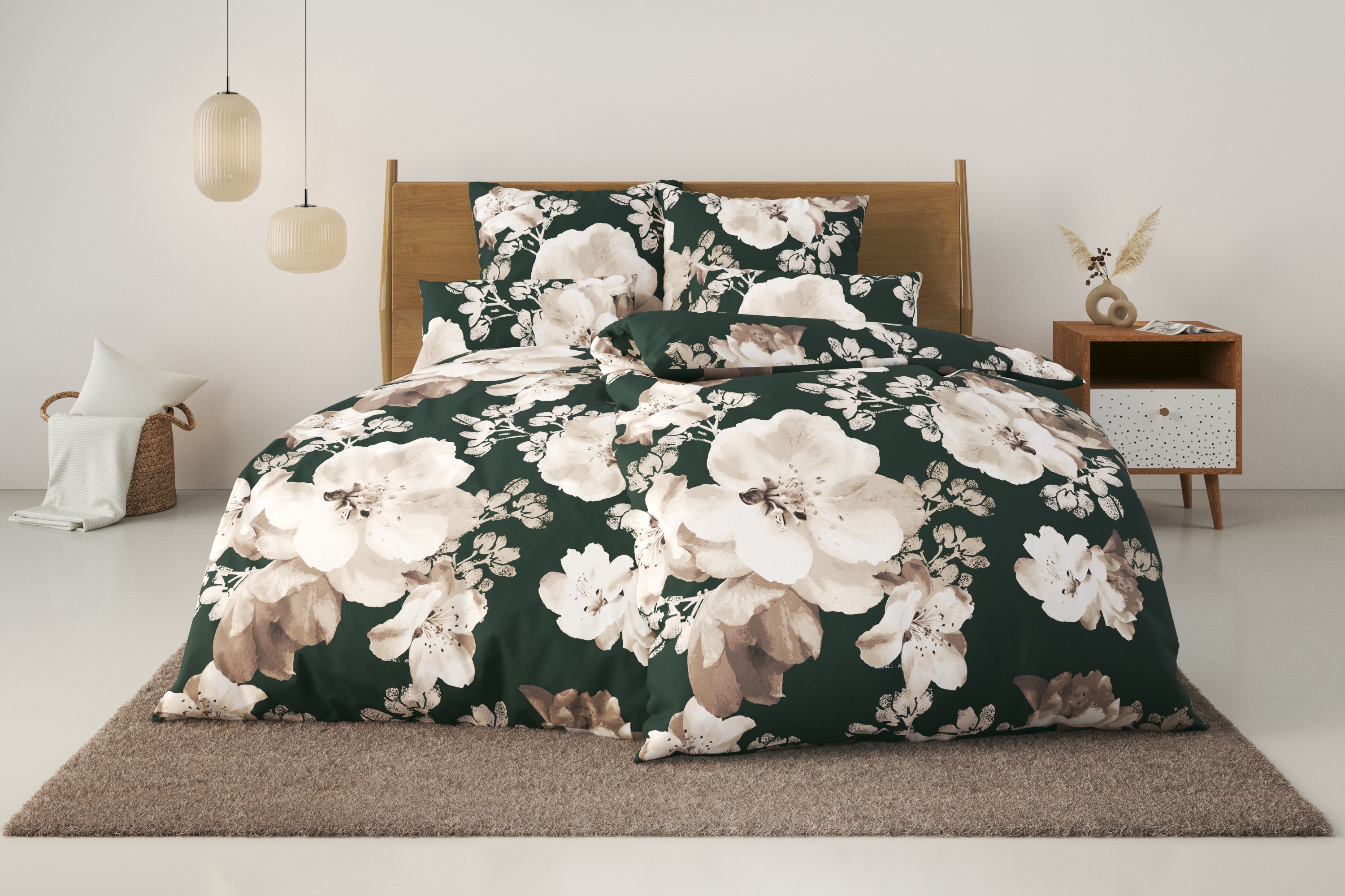 OTTO home Bettwäsche "MELINA" 2 Stk. florale Bettwäsche mit Reißverschluss, ab Gr. 135x200 cm