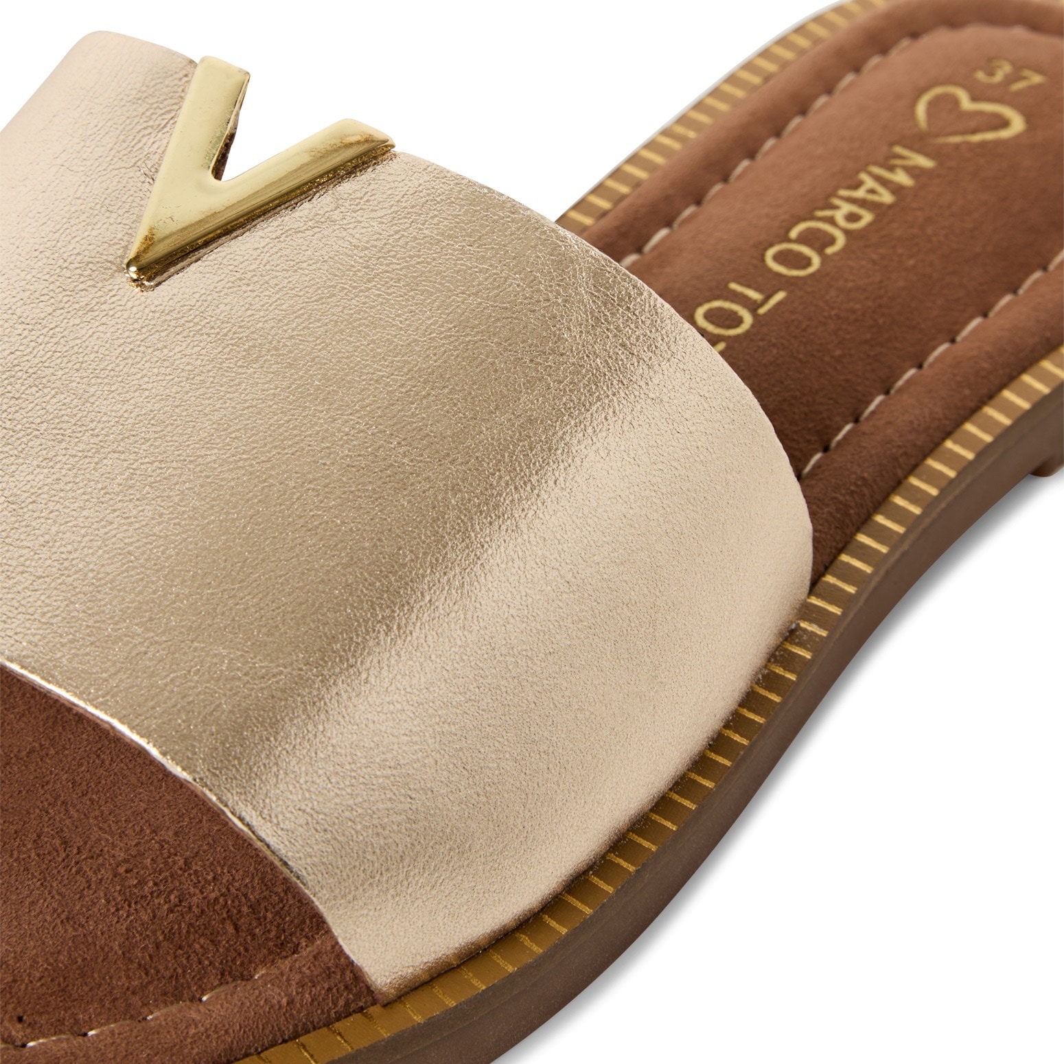 MARCO TOZZI Pantolette, Flats, Sommerschuh mit edlem Schmuckelement