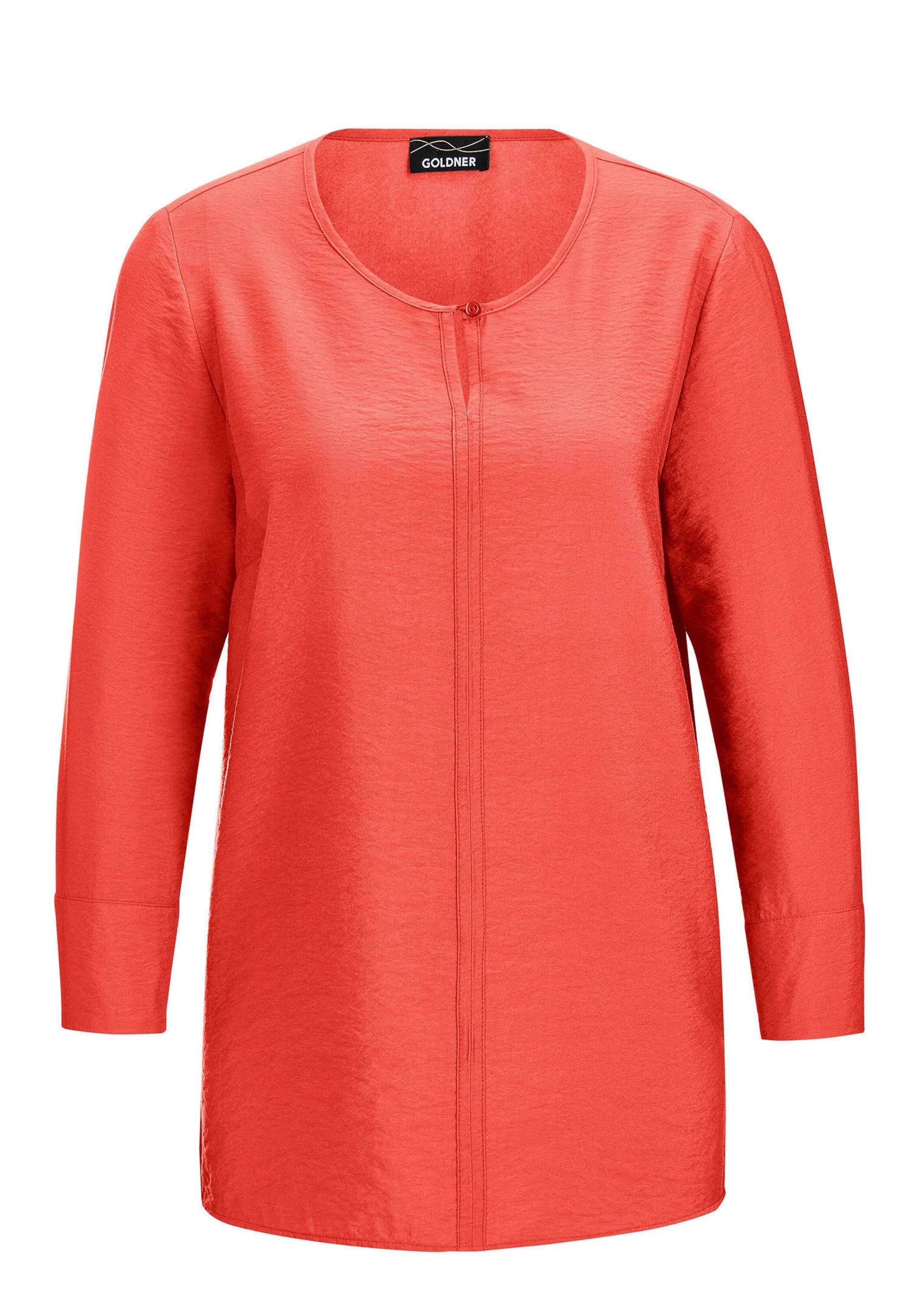 GOLDNER Schlupfbluse "Viskosebluse mit 3/4-Ärmeln, Rundhals" Ziernaht