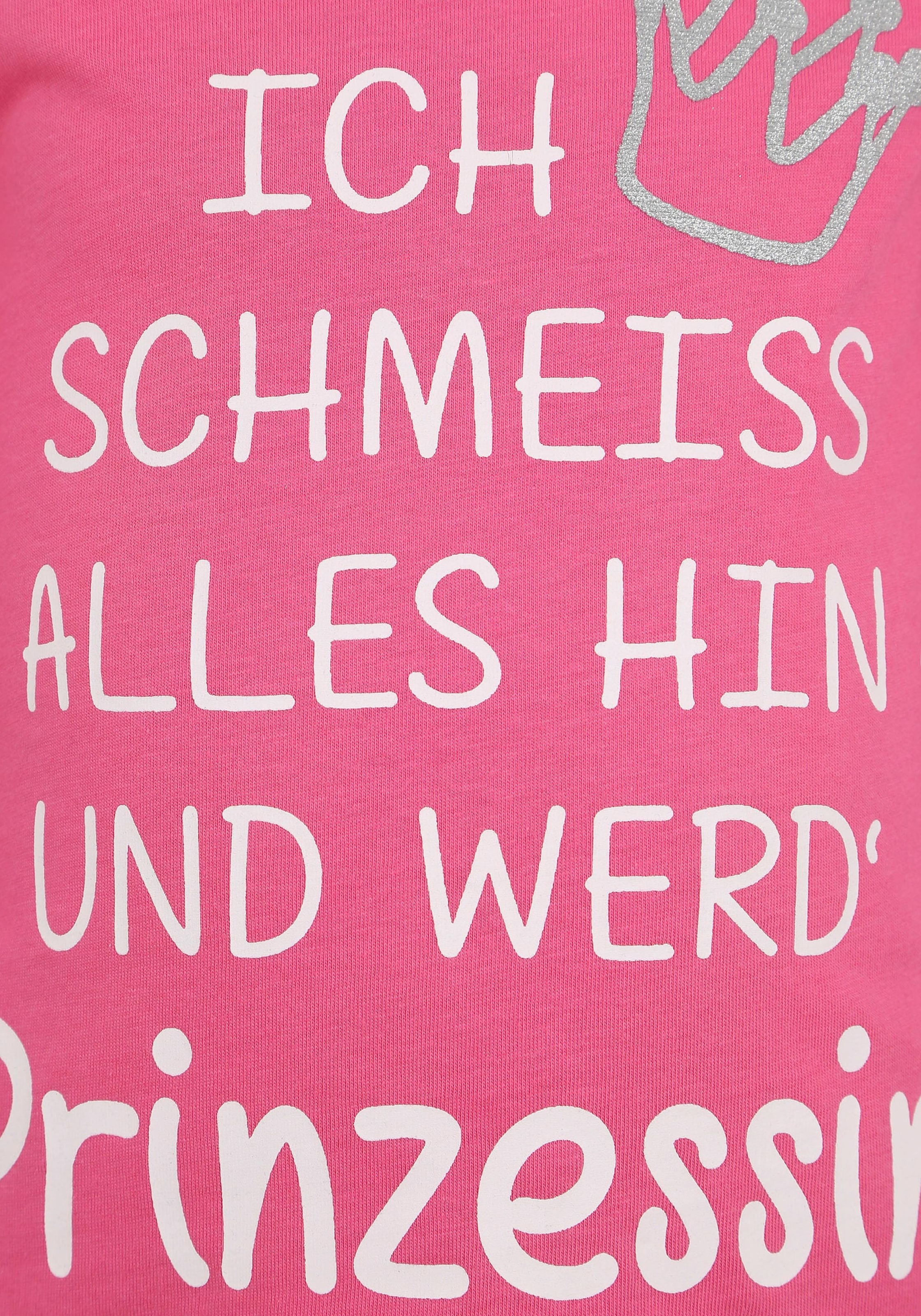 KIDSWORLD Langarmshirt »Ich schmeiss alles hin und werd´ Prinzessin«, mit Glitzerdruck