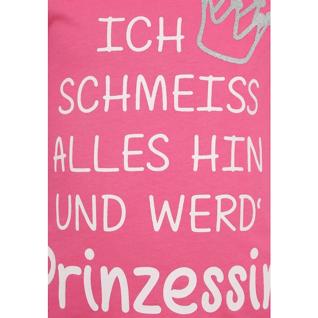 Arizona Langarmshirt »Prinzessin« Schöner Druck mit Glitzer | BAUR