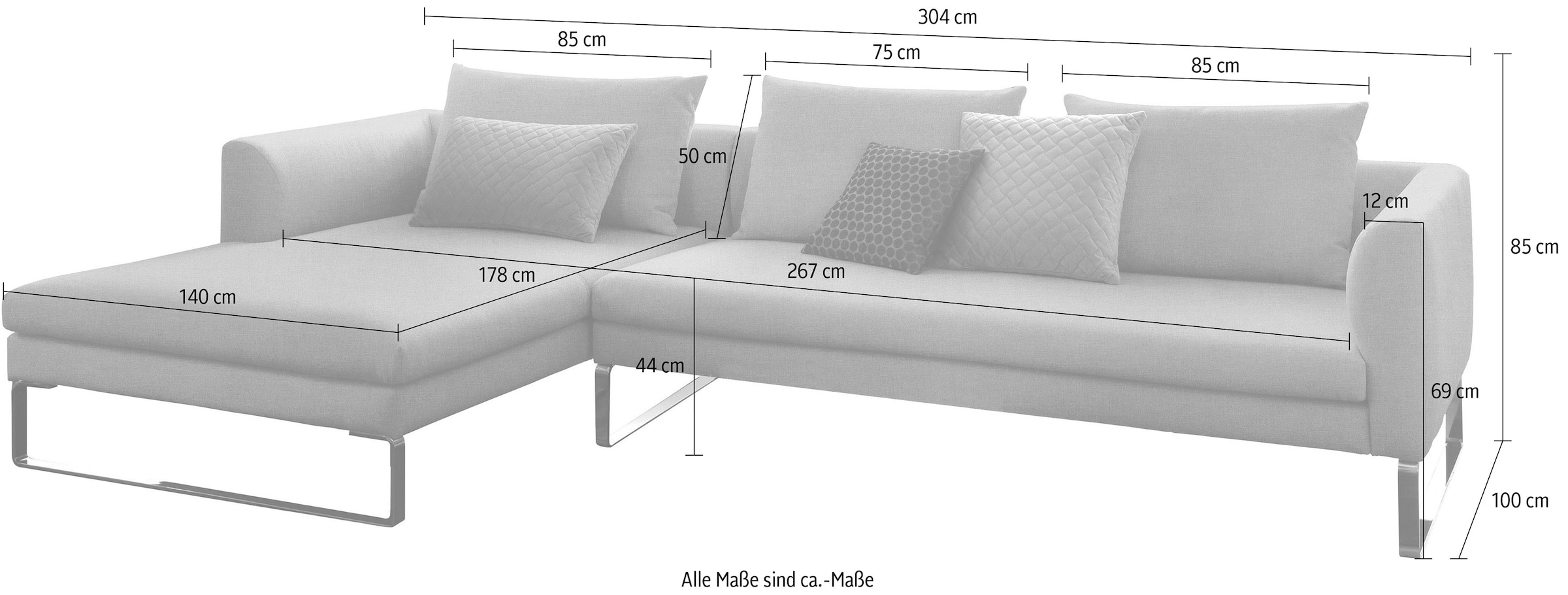 3C Candy Ecksofa »Avola modern elegantes Designsofa mit Bügelfuß, L-Form«, bequem und komfortabel
