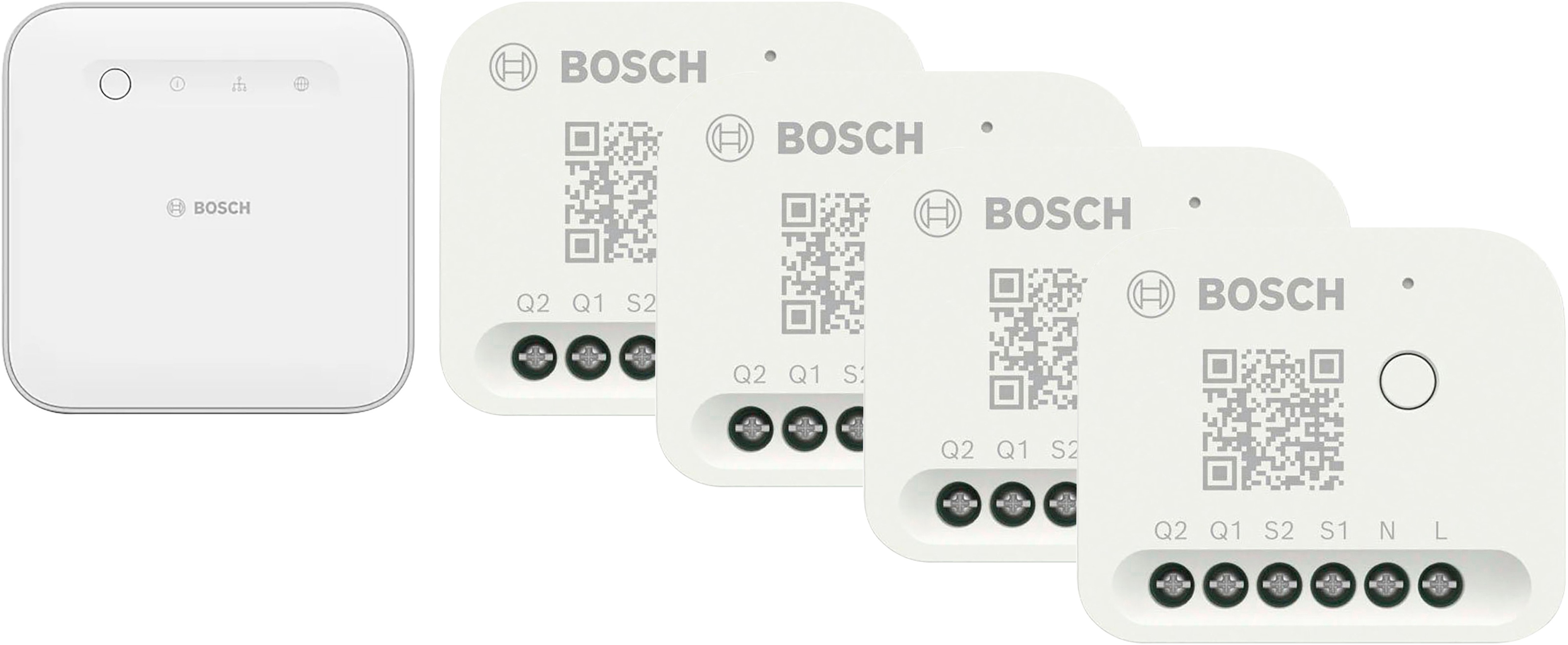 BOSCH Smart-Home Starter-Set "Beschattung 1x Controller II & 4x Licht-/Rollladensteuerung", B:10cm H:10cm T:2,9cm, weiß, Smart-Home-Stationen