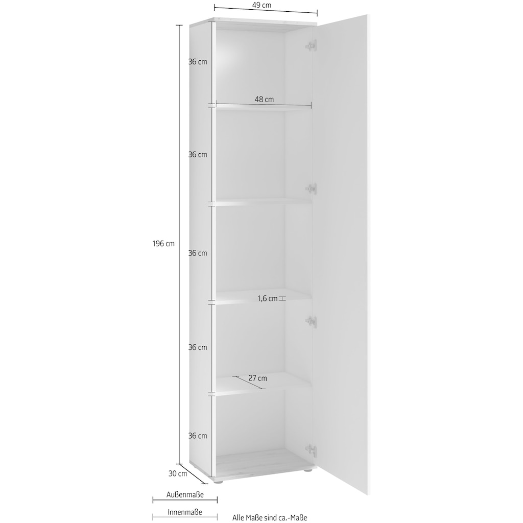 byLIVING Garderobenschrank »Jakob«, mit großem Spiegel, Breite 49 cm