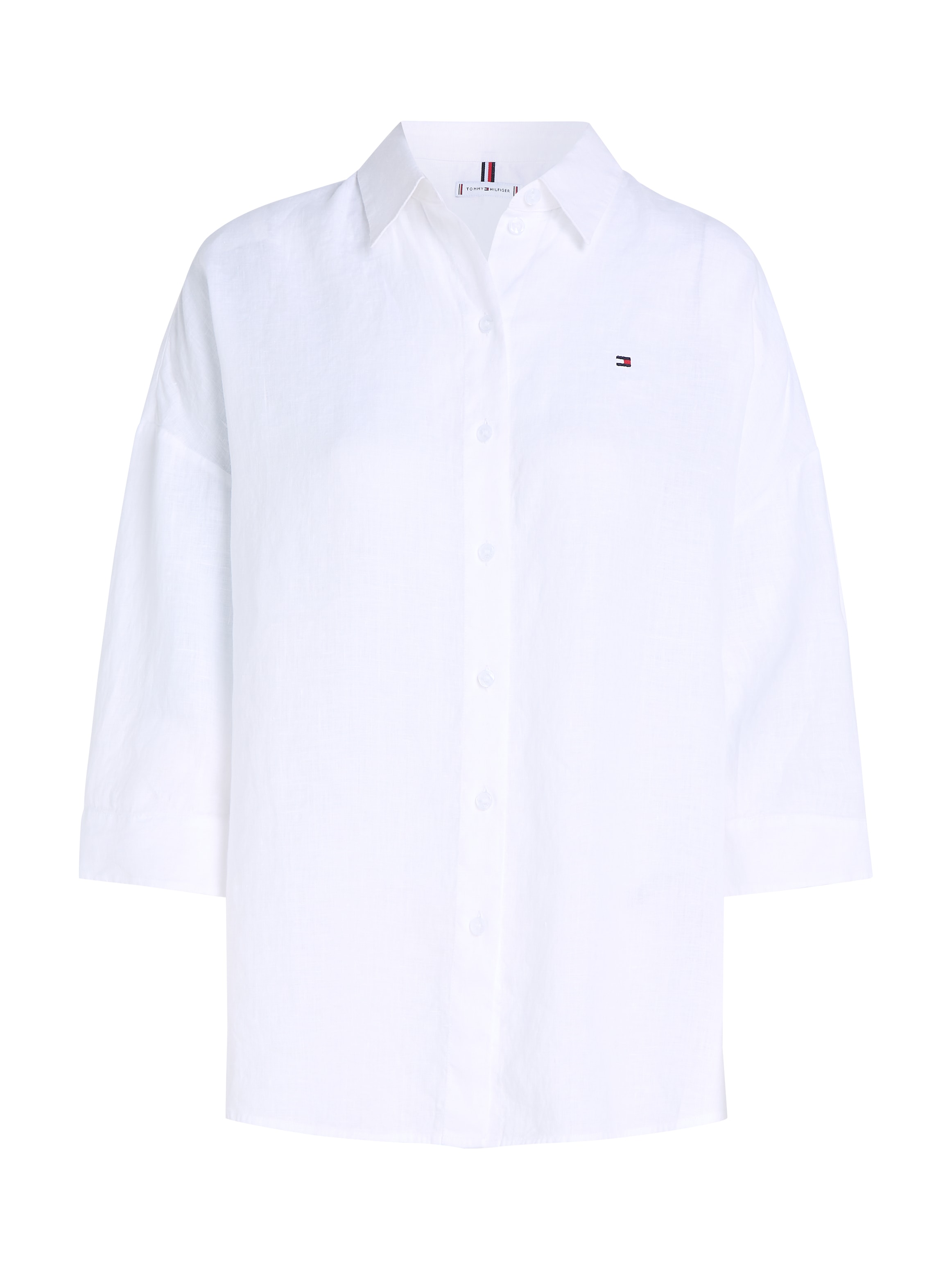 Tommy Hilfiger 3/4-Arm-Shirt »ESS LINEN LOOSE 3-4 SLEEVE SHIRT«, mit 3/4-Ärmel, Logostickerei,kühlendes Premium Leinen