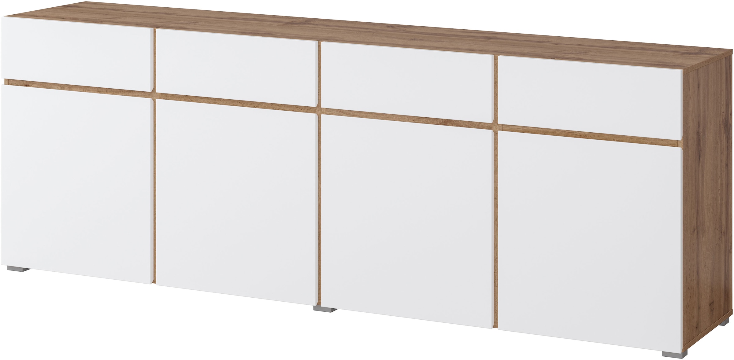 INOSIGN Sideboard "Cross,Breite 225 cm, moderne grifflose Kommode,4 Türen/4 günstig online kaufen