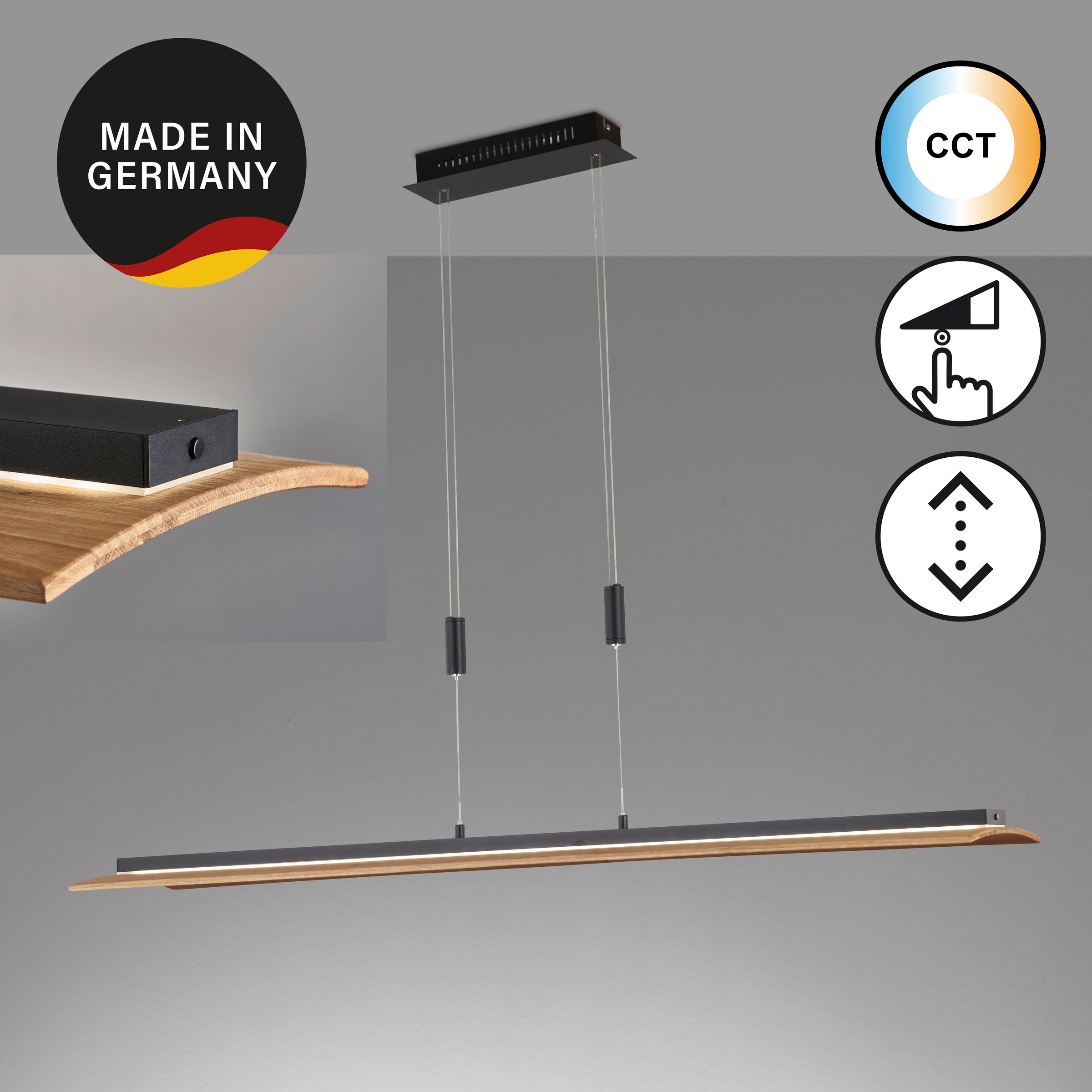 LED Pendelleuchte »SHINE-WOOD«, 1 flammig-flammig, Made in Germany, hochwertige...