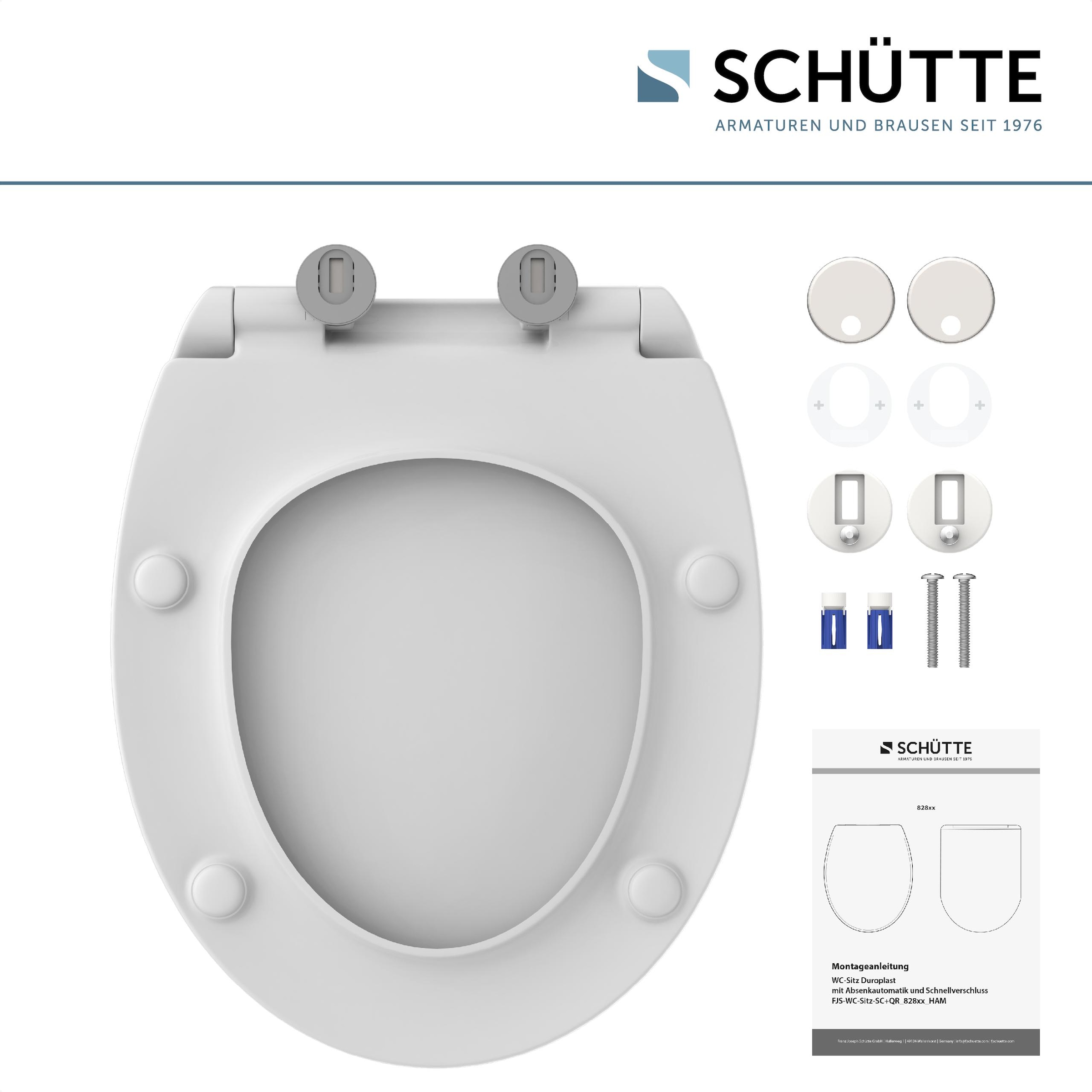 Schütte WC-Sitz »Duroplast, WHITE PRO 9«, (WC-Sitz, Befestigungsmaterial, Montageanleitung), mit Absenkautomatik und Schnellverschluss