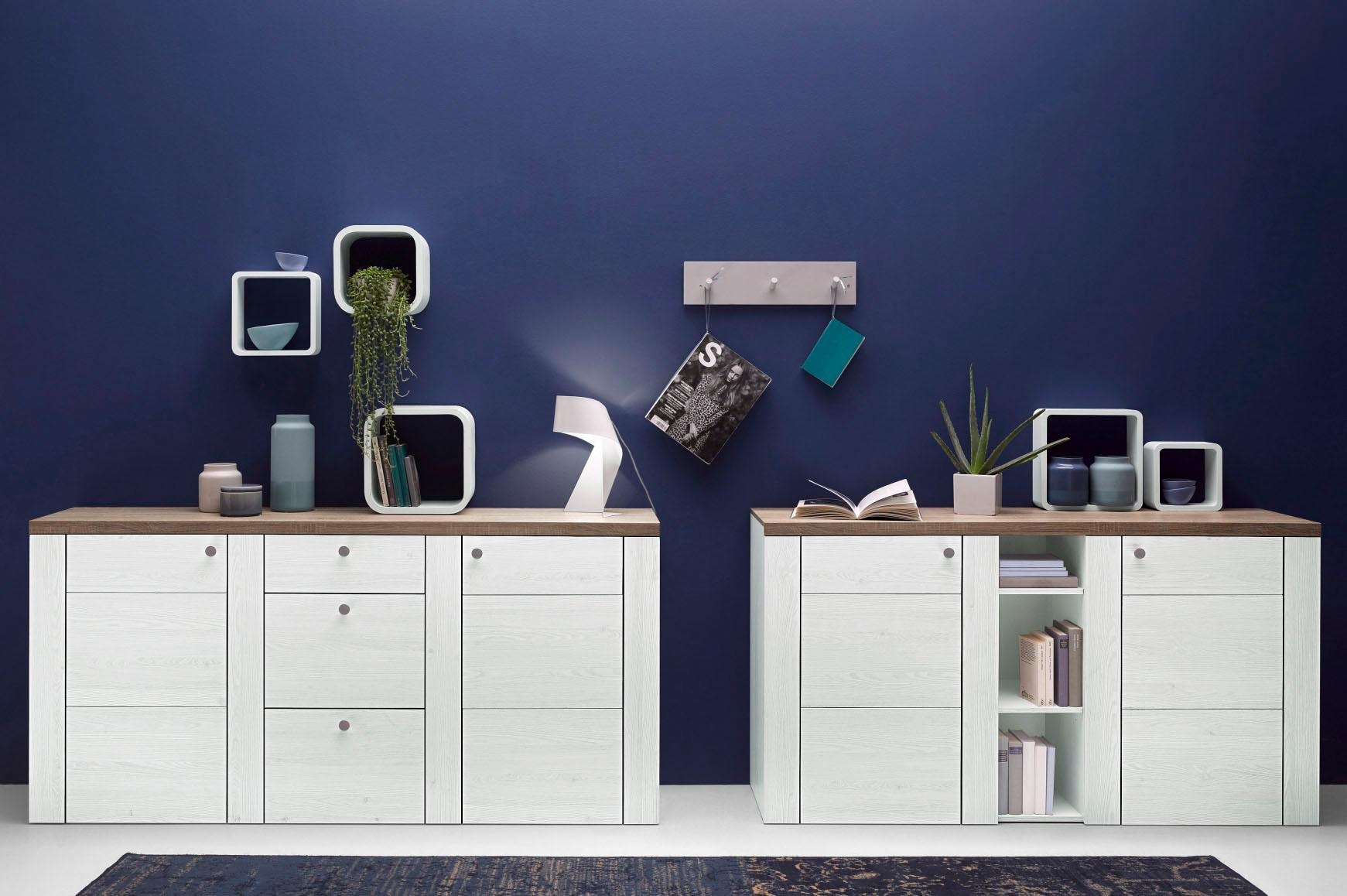 Home affaire Sideboard »Larona, zeitlose Kommode mit 2 Türen, Türkommode, Breite 155 cm,«, Höhe 84 cm, viel Stauraum, Anrichte mit dekorativer Rahmenoptik