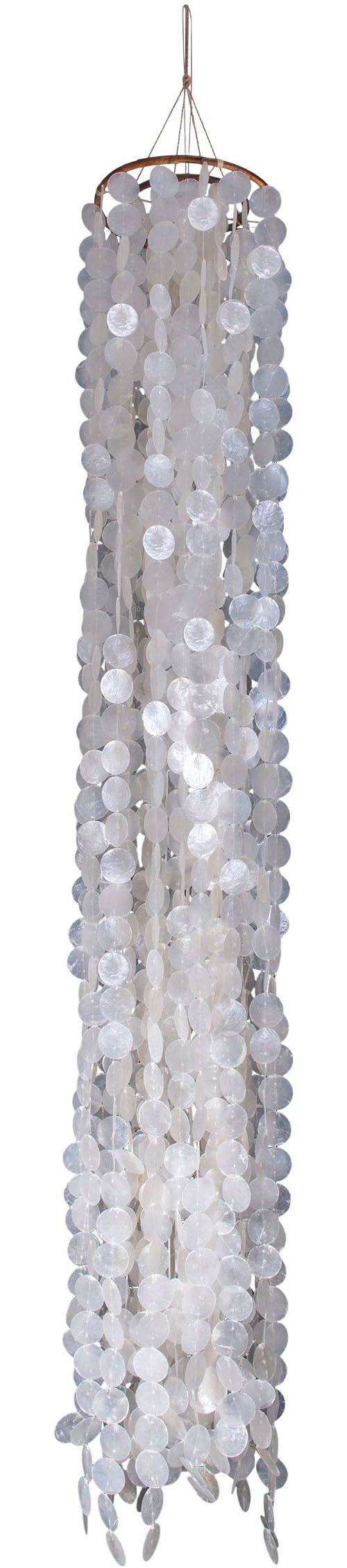 näve Pendelleuchte »Capiz« E27 1 Stk. aus dünnen weißen Muschelplättchen, Holzaufhängung, 3x E27 exkl.