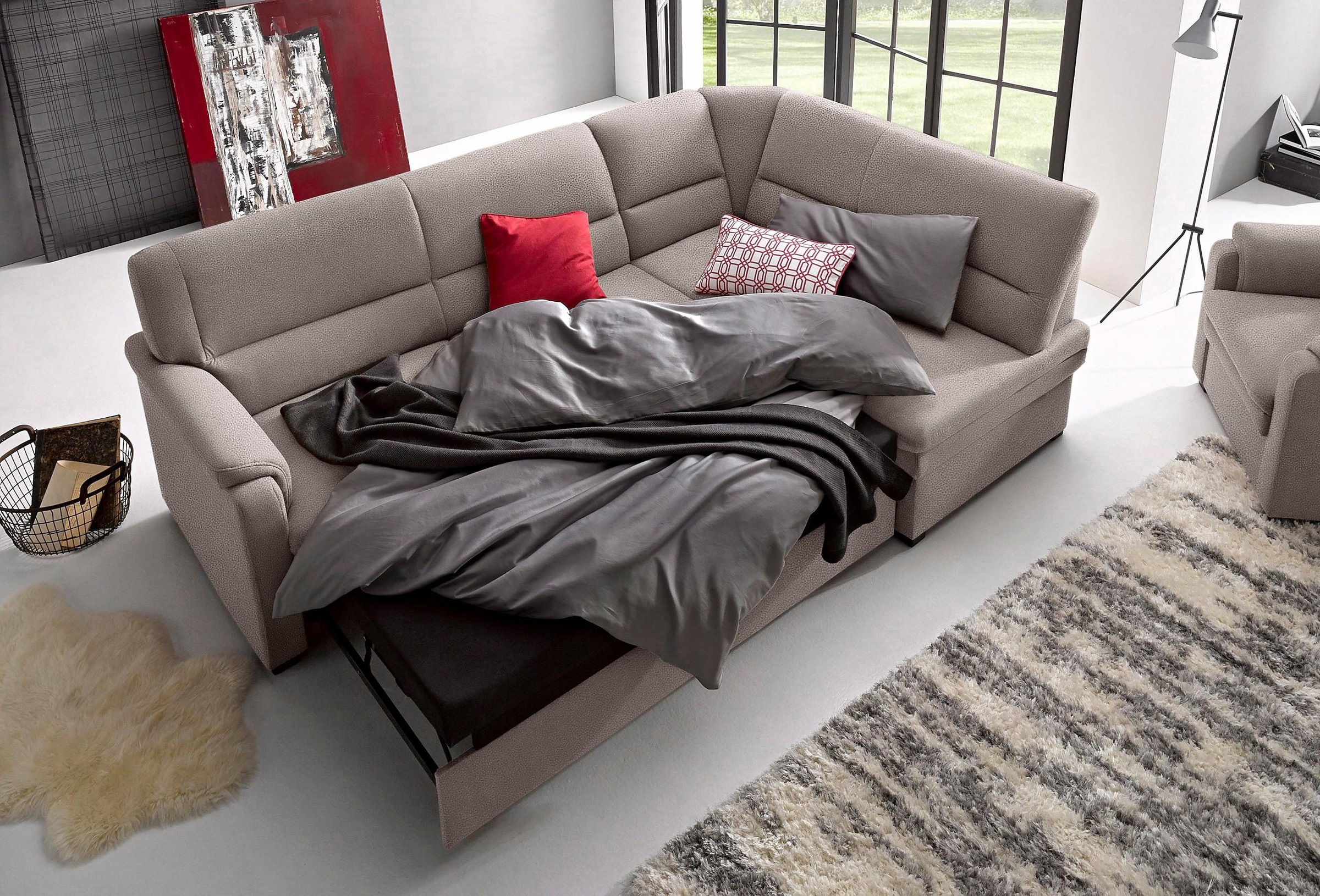sit&more Ecksofa »Pisa L-Form«, mit Federkern, wahlweise mit Bettfunktion