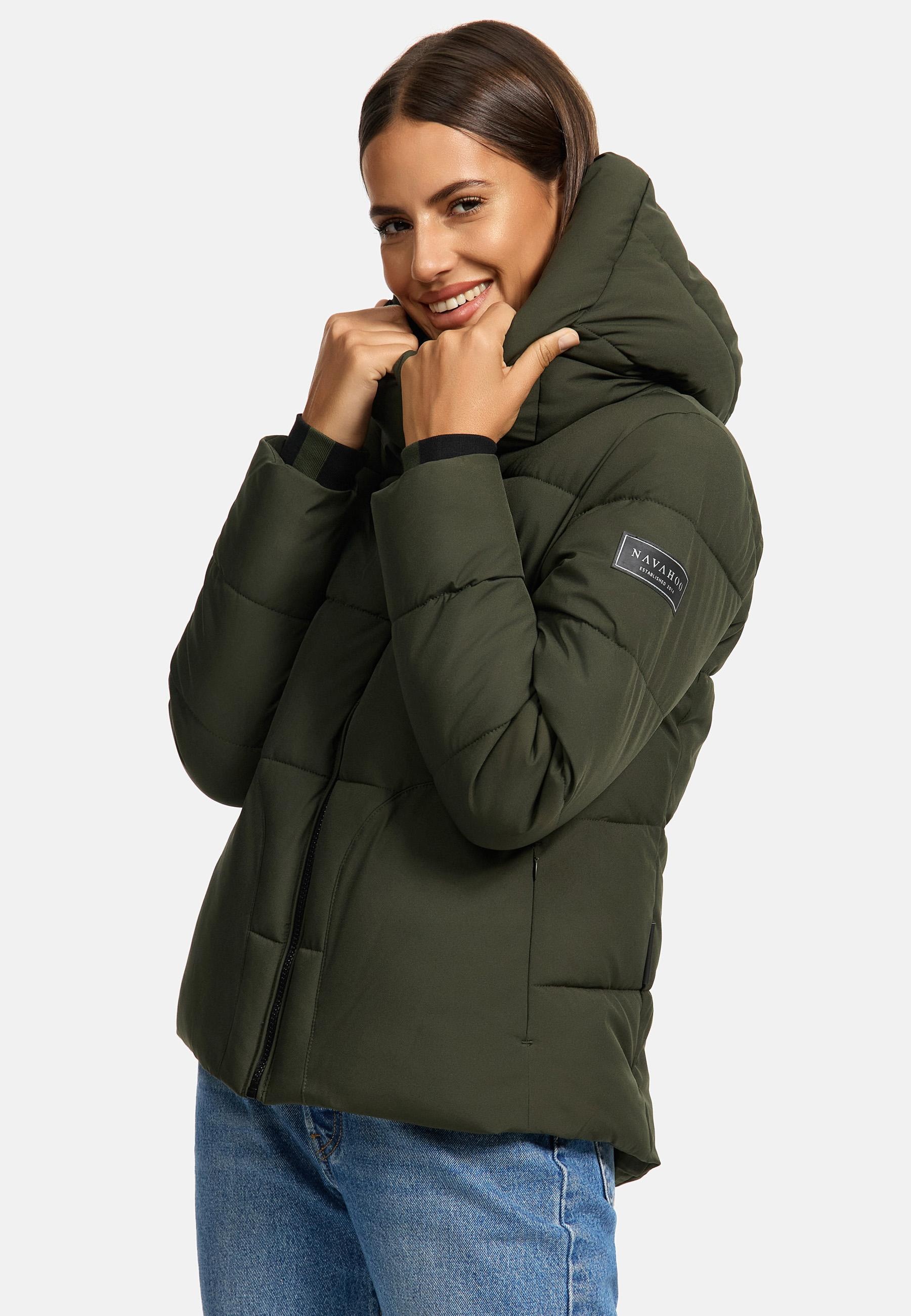 Navahoo Steppjacke »Lachperle XIV«, mit Kapuze, Kurze gesteppte Damen Winterjacke mit hohem Kragen und Kapuze