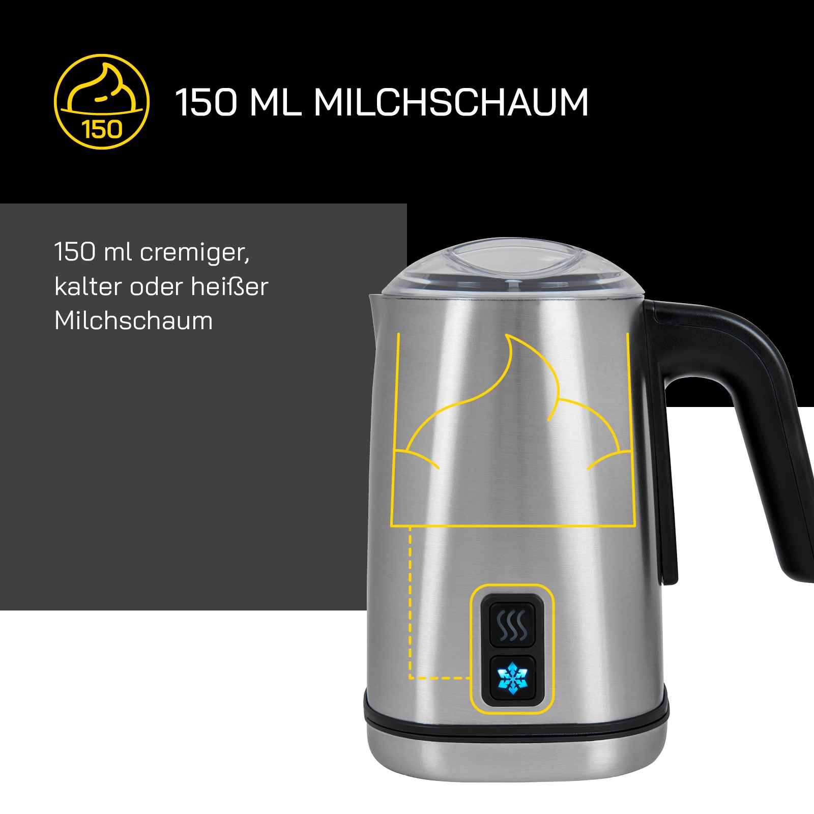 Gutfels Milchaufschäumer "MILK 5010" 500 W 350 ml Edelstahlbehälter günstig online kaufen