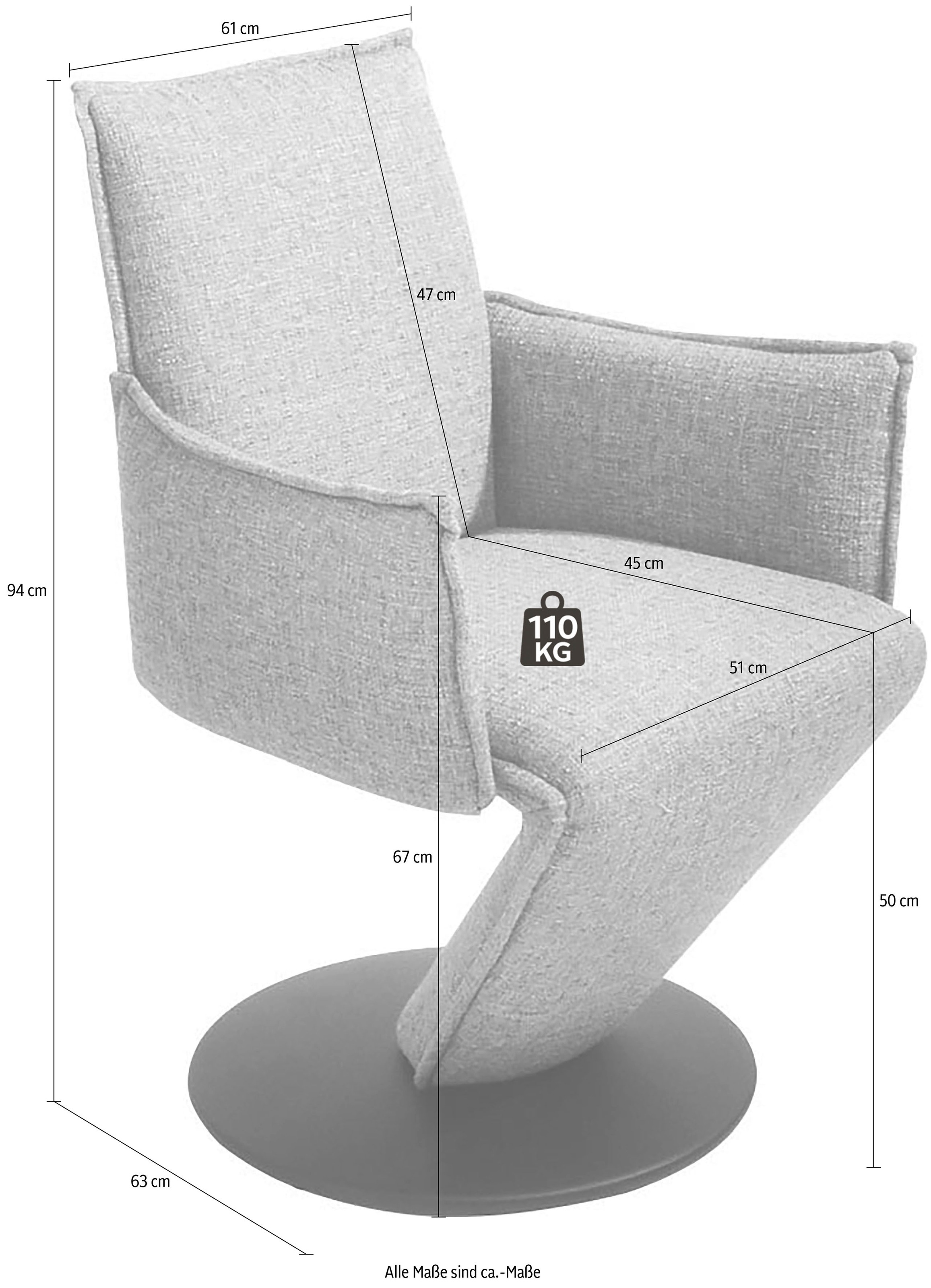 K+W Komfort & Wohnen Drehstuhl »Drive«, Leder CLOUD, Sessel mit federnder Sitzschale, Drehteller in Metall schwarz Struktur
