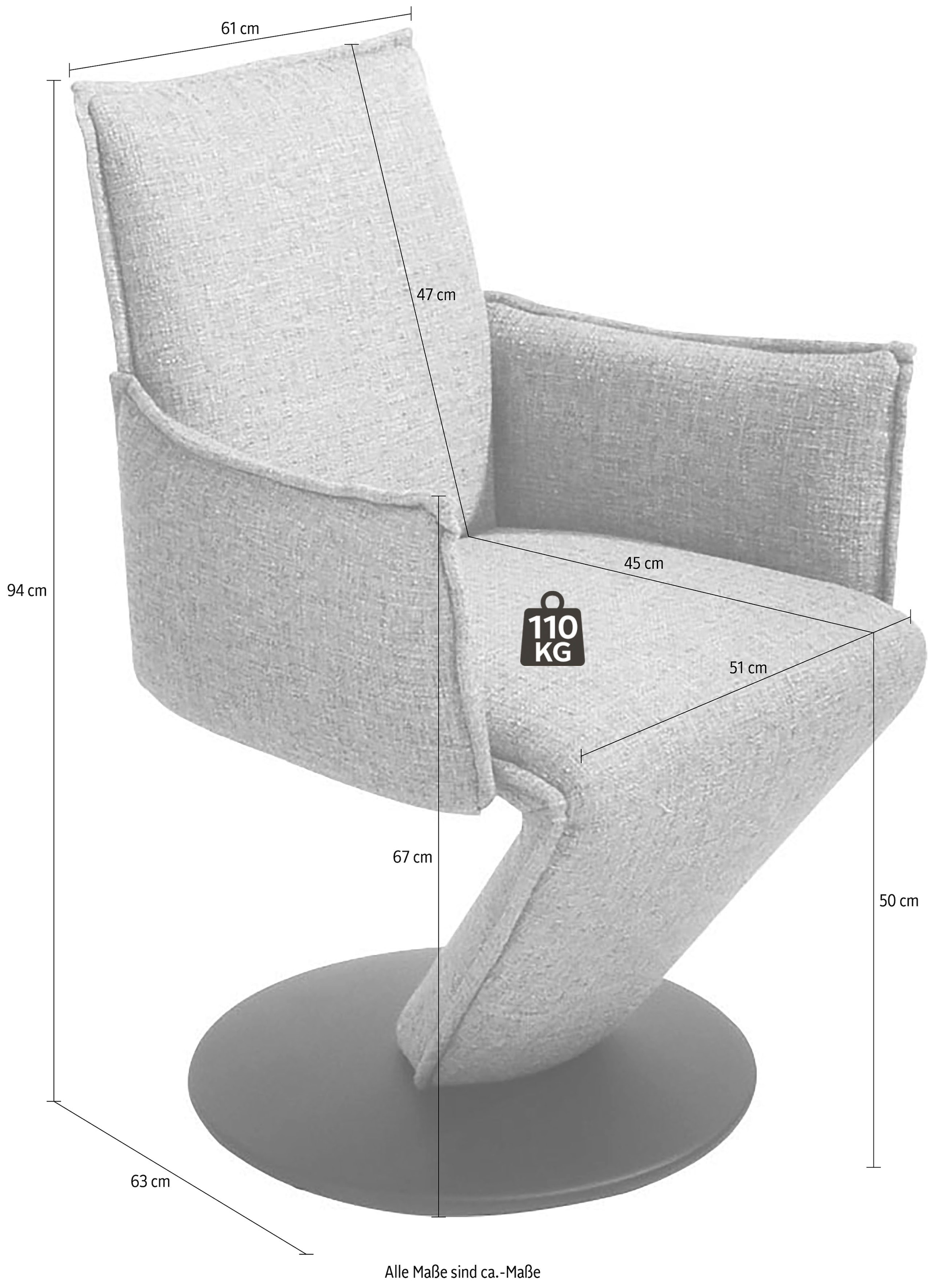 K+W Komfort & Wohnen Drehstuhl »Drive«, Leder CLOUD, Sessel mit federnder Sitzschale, Drehteller in Metall schwarz Struktur