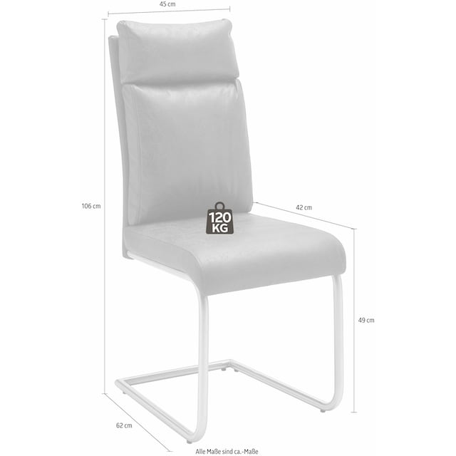 MCA furniture Freischwinger »PIA«, (Set), 2 St., Stoffbezug, Stuhl  belastbar bis 120 kg, Kissenoptik kaufen | BAUR