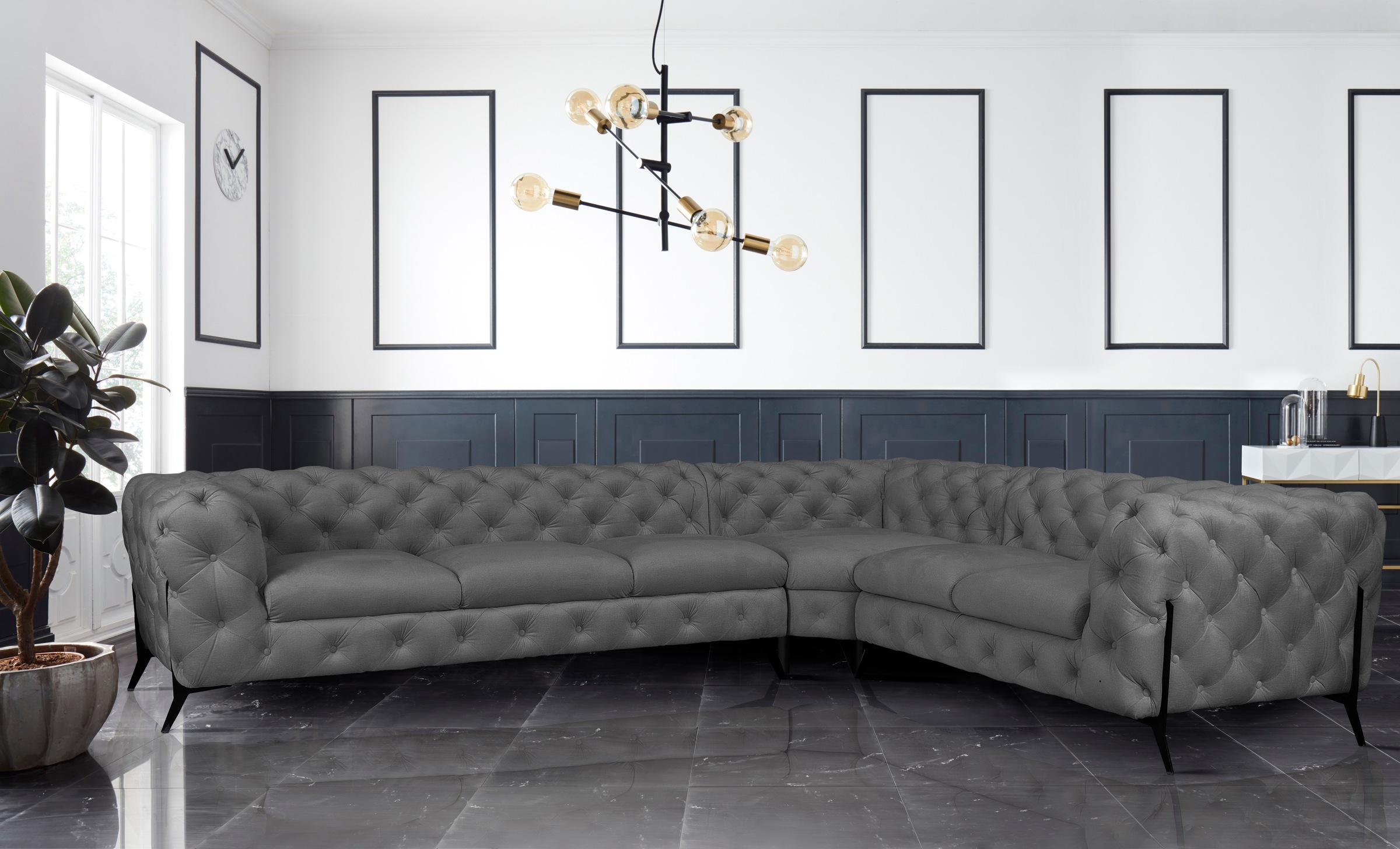 Home affaire Chesterfield-Sofa "Amaury L-Form" großes Ecksofa, Chesterfield günstig online kaufen