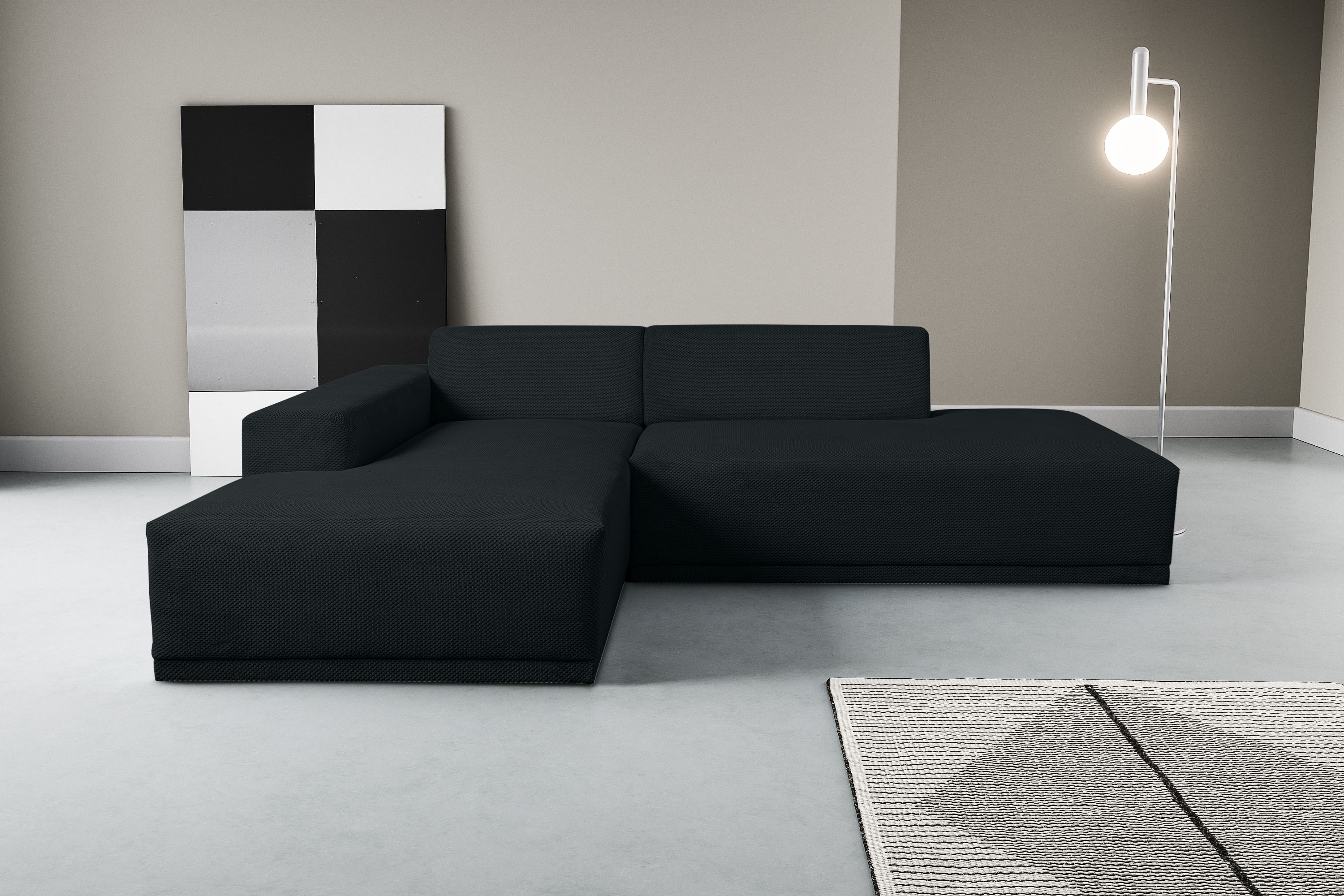 WERK2 Ecksofa "Apollo 264 x 188 cm modern und bequem" Waffelcord, L-Form