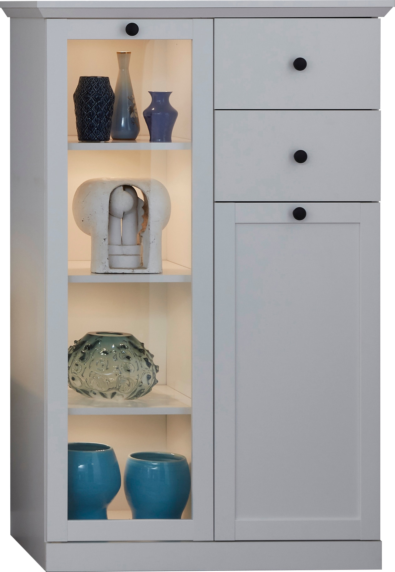 Home affaire Vitrine "Örebro" zeitloser Landhausstil, mit Vollauszug, Beleuchtung optional
