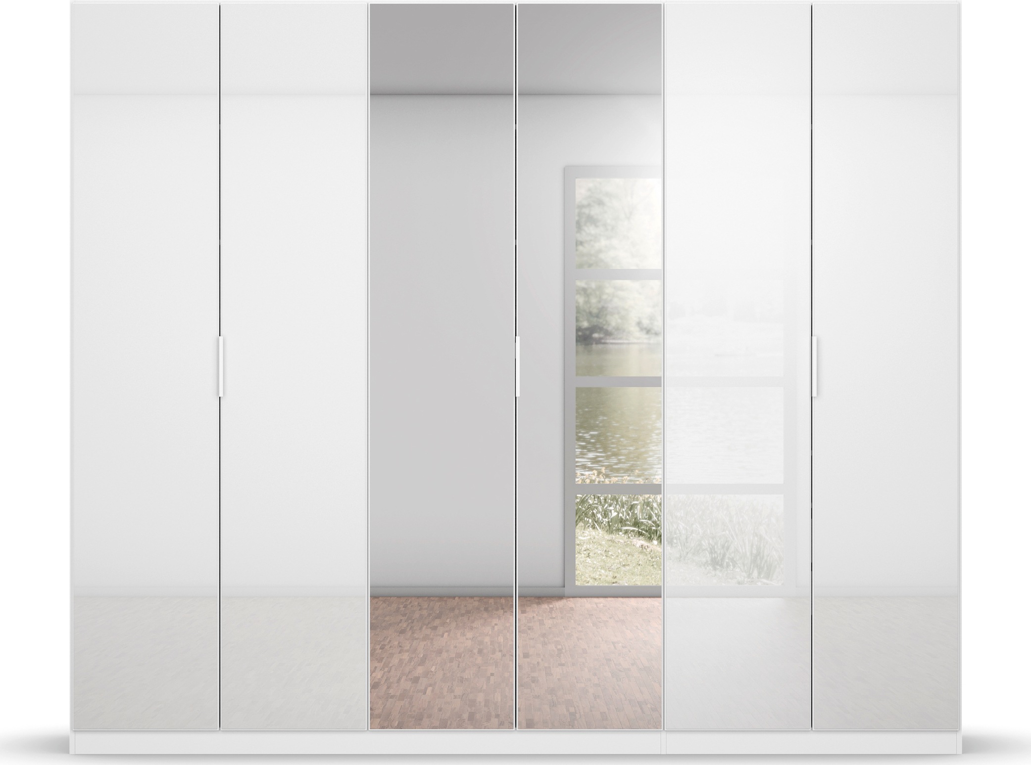 rauch Drehtürenschrank »Kleiderschrank Schrank Garderobe KOLUNA mit Glastüren und Spiegel«, inkl. 2 Innenschubladen sowie extra Einlegeböden MADE IN GERMANY