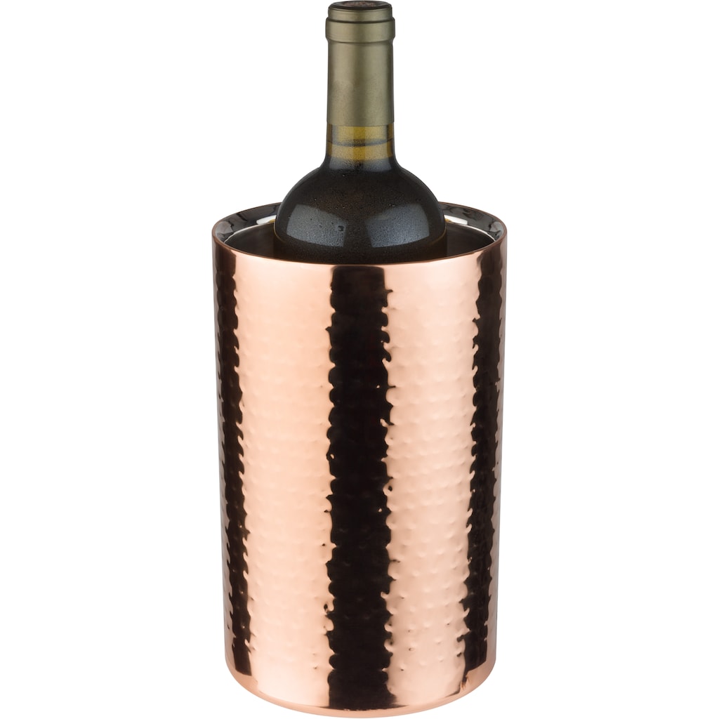APS Wein- und Sektkühler »COPPER«, (1 tlg., Flaschenkühler), Kupfer mit Hammerschlagoptik, für 0,7-1,5 Liter-Flaschen, Ø 12 cm