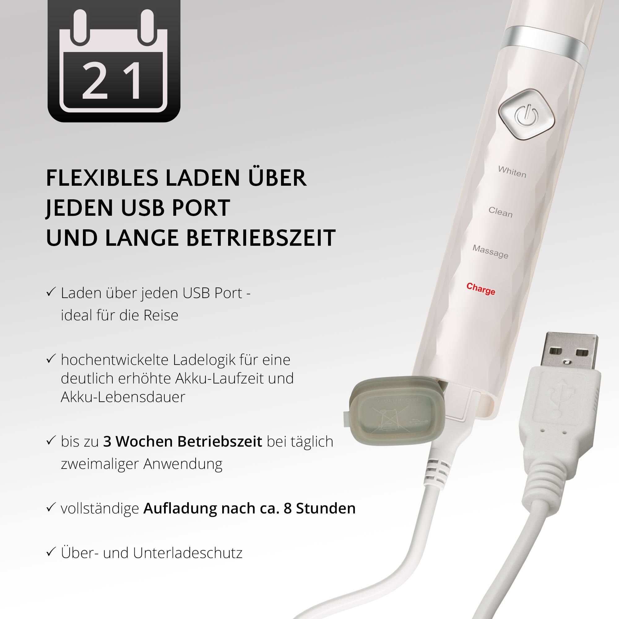 AILORIA Schallzahnbürste »USB-Schallzahnbürste FLASH TRAVEL«