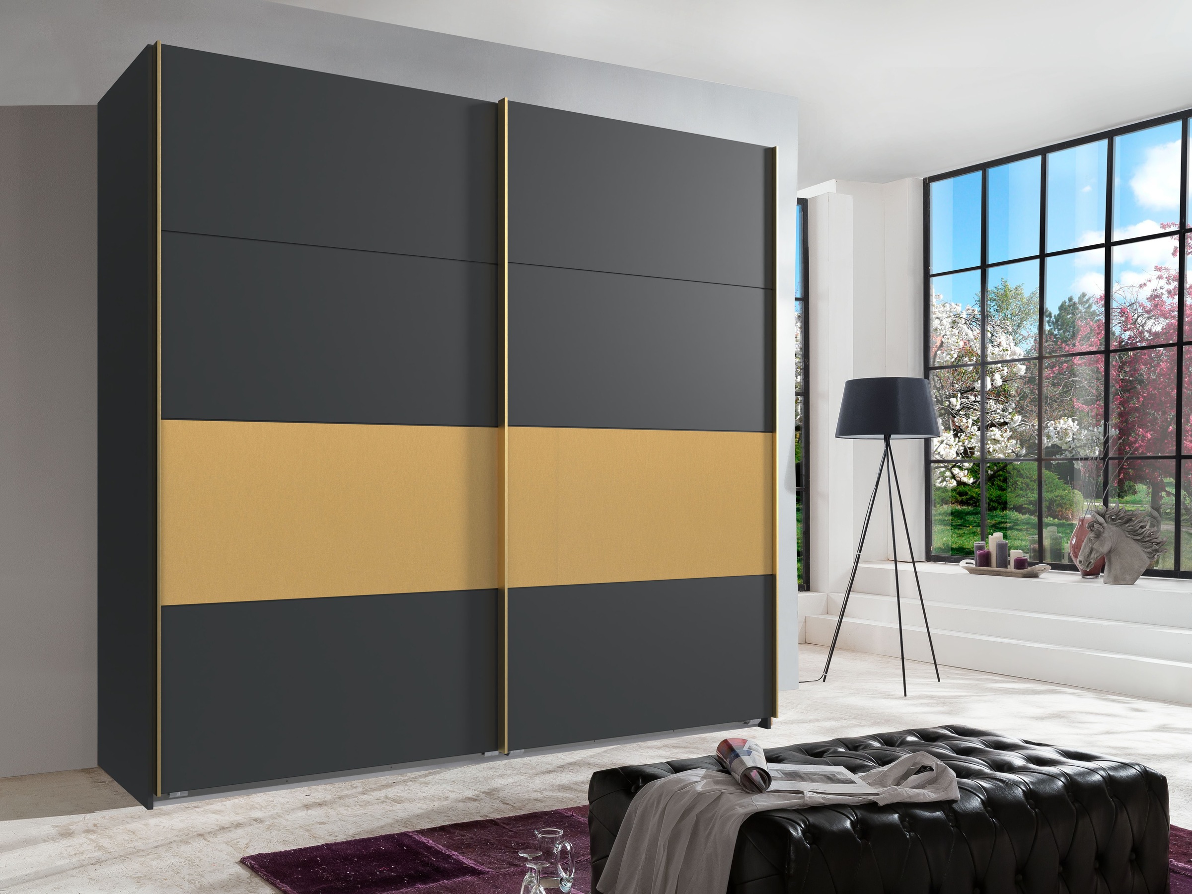 Wimex Schwebetürenschrank "Dubai", mit goldfarbigen Absetzungen günstig online kaufen