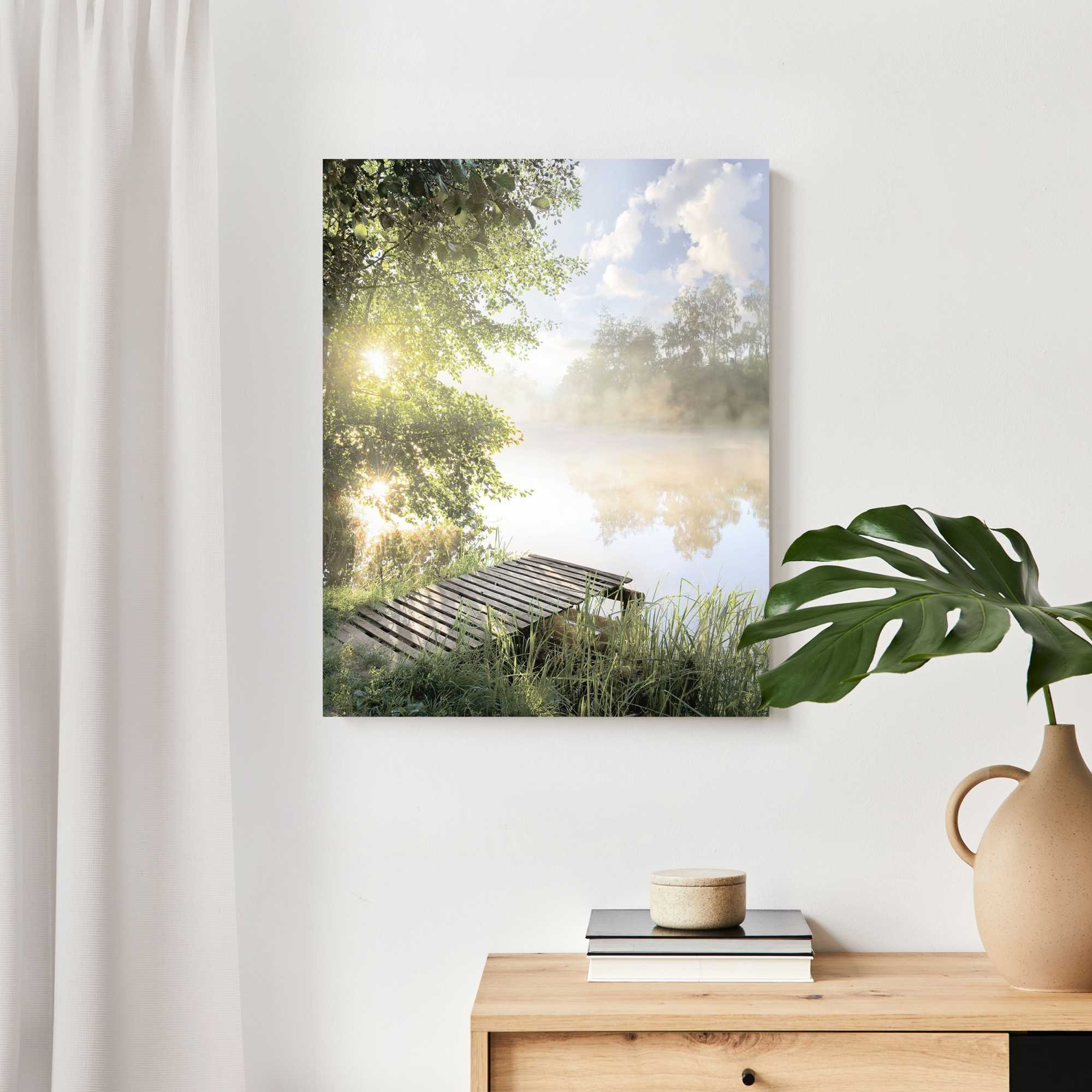 Reinders! Deco-Panel »Sonnenaufgang am See«, Hobbyraum - Grün - MDF - Wasser - 40x50 cm