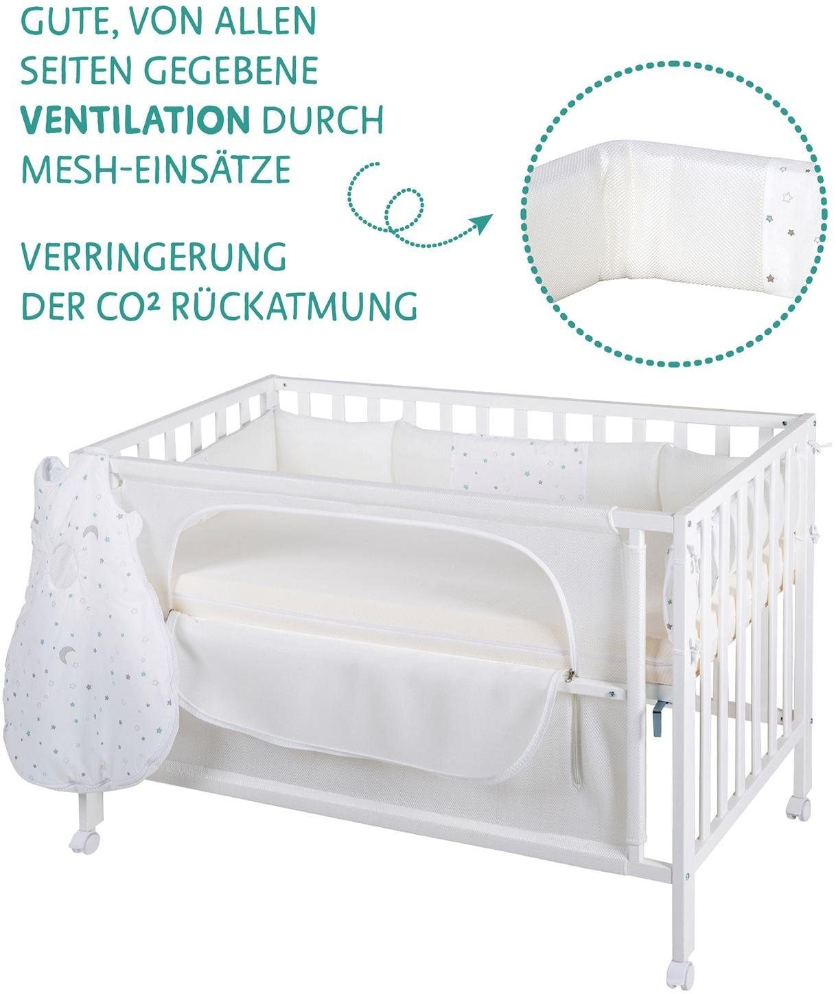 roba® Babybett »Room Bed, safe asleep®, Sternenzauber weiß«, (4 tlg.)