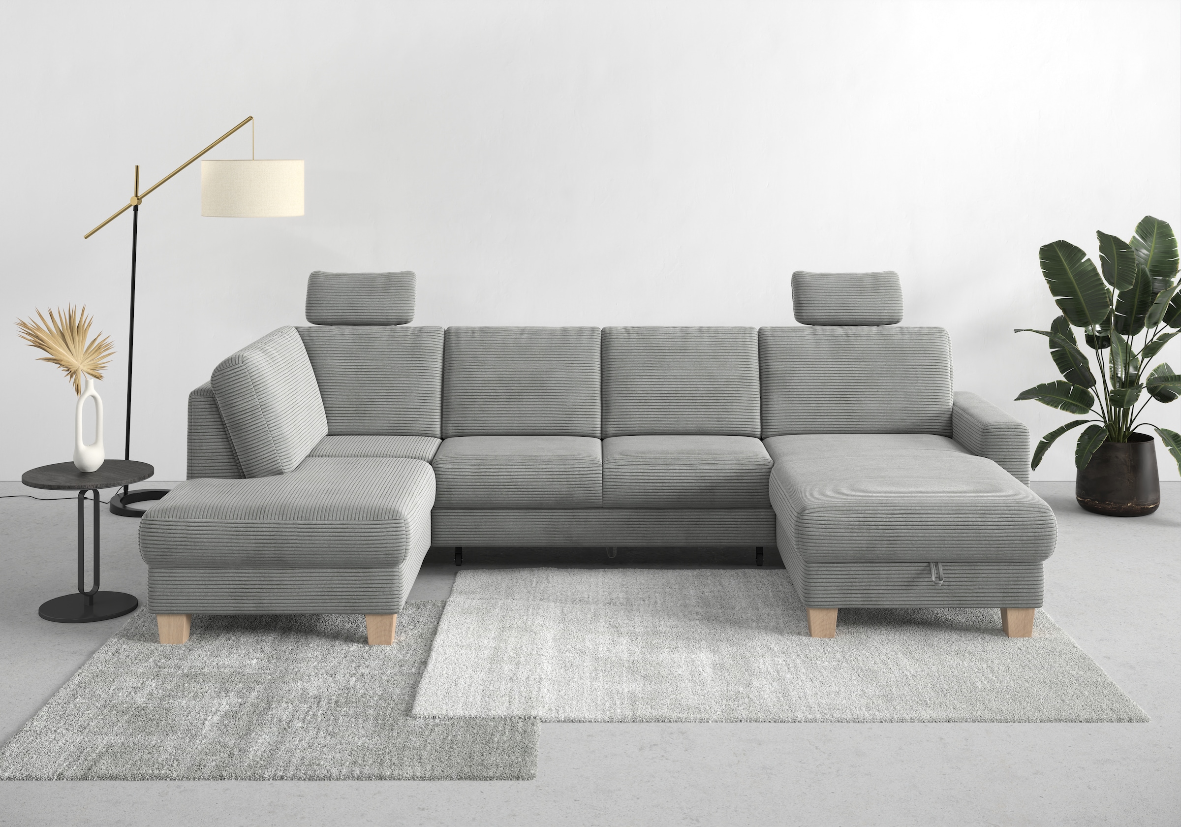 OTTO home Wohnlandschaft "Summer U-Form" mit oder ohne Schlaffunktion und Bettkasten, Cord-Bezug
